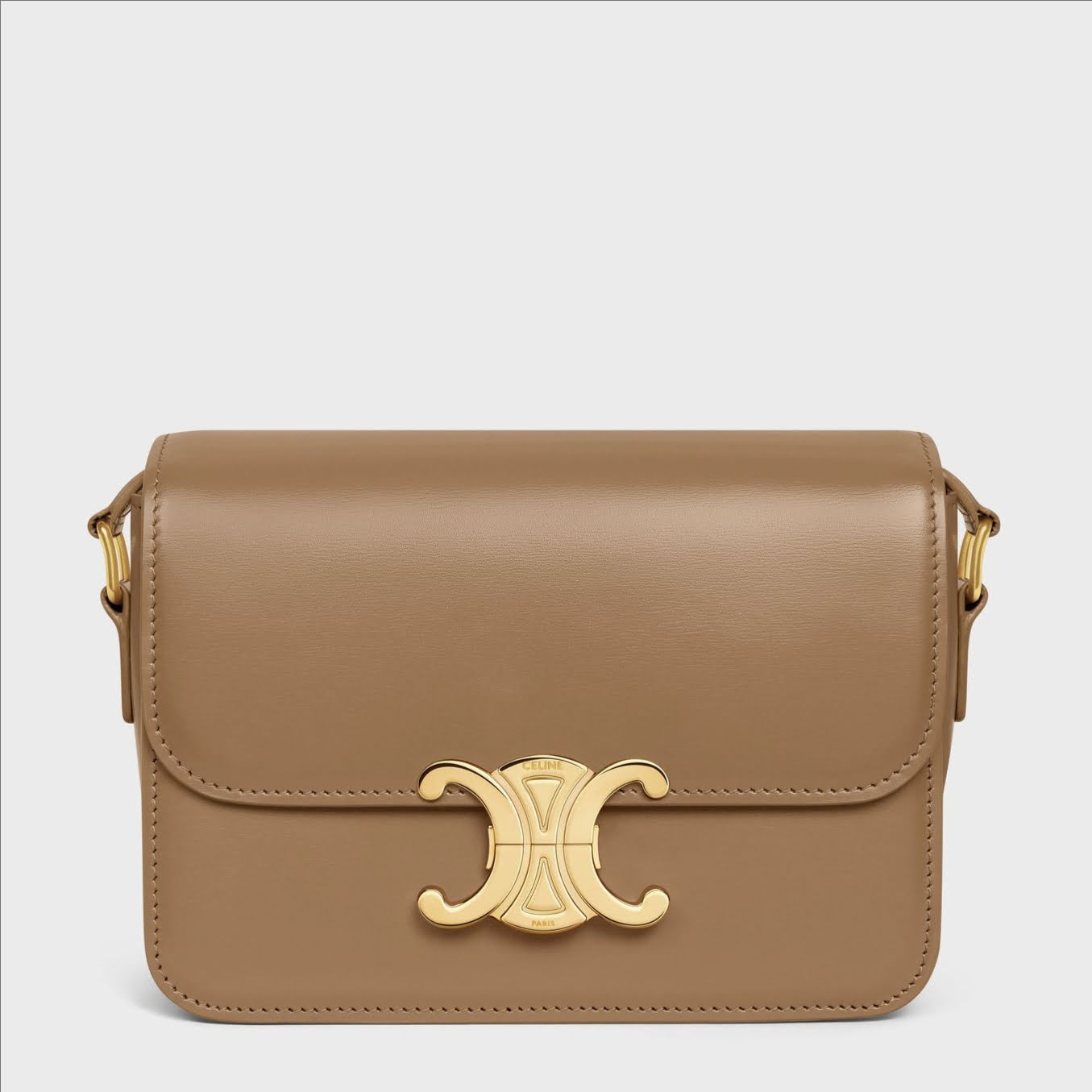 CELINE TEEN TRIOMPHE BAG IN SHINY CALFSKIN /DARK SEPIA