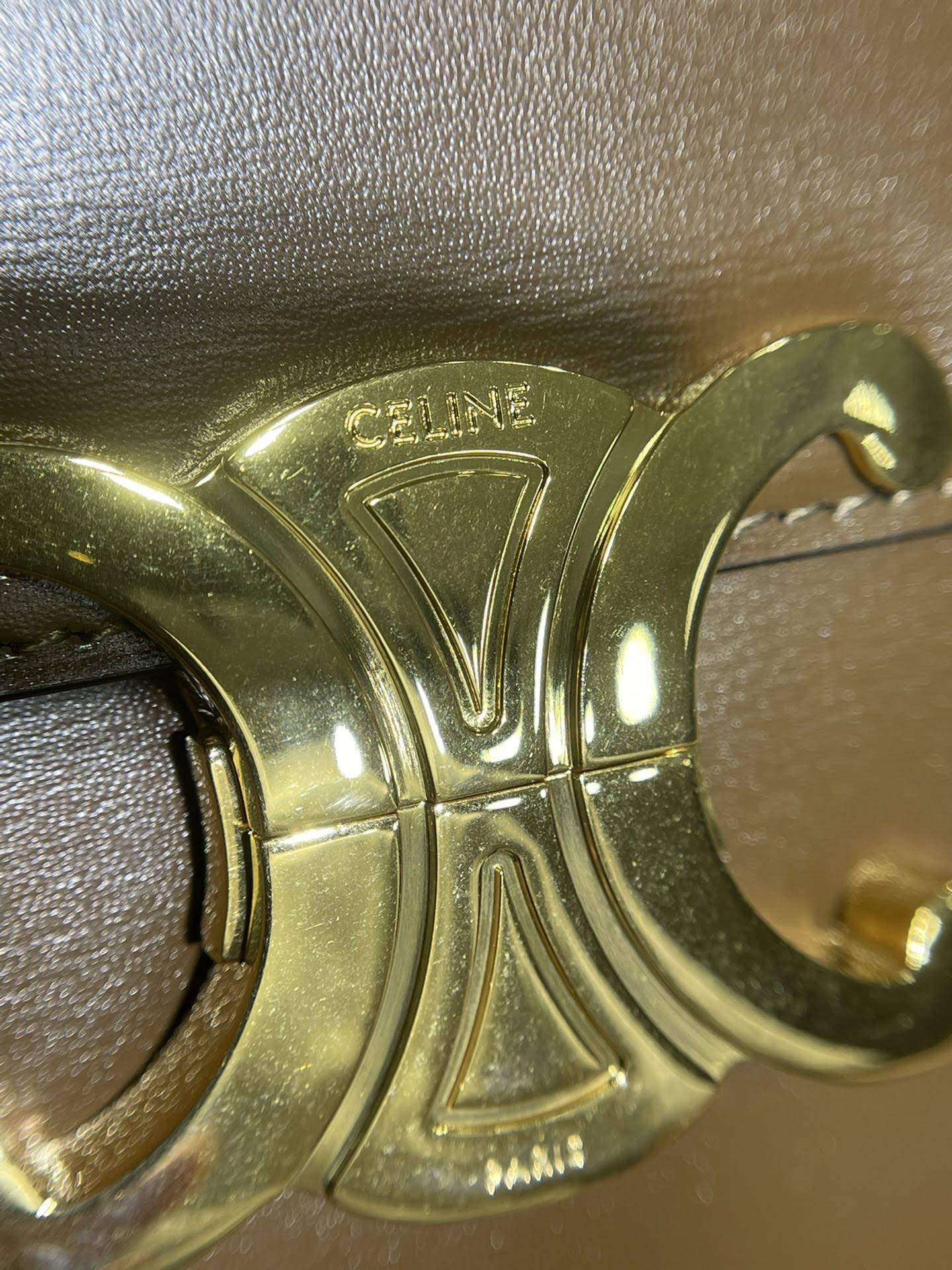 CELINE TEEN TRIOMPHE BAG IN SHINY CALFSKIN /DARK SEPIA