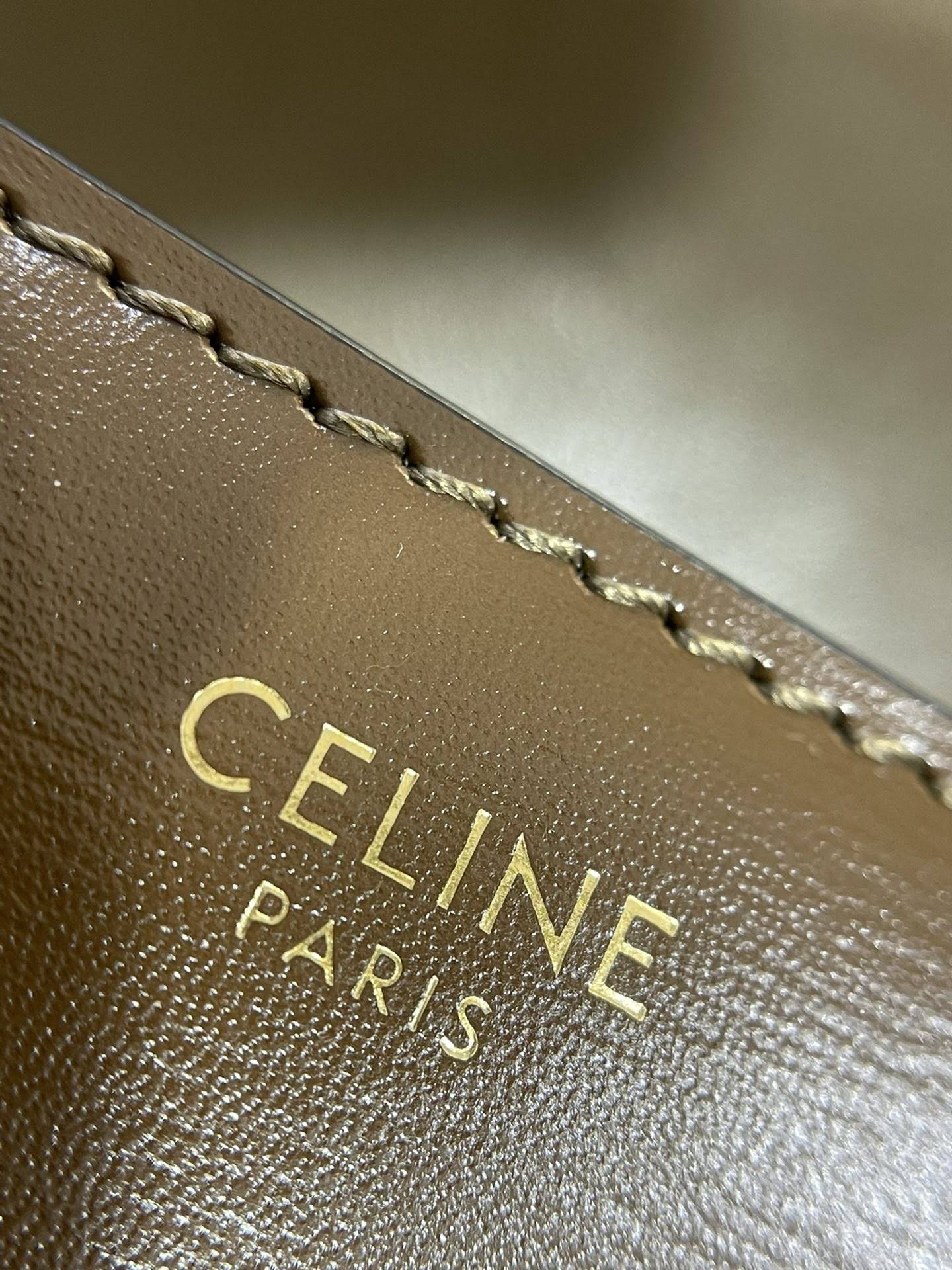 CELINE TEEN TRIOMPHE BAG IN SHINY CALFSKIN /DARK SEPIA