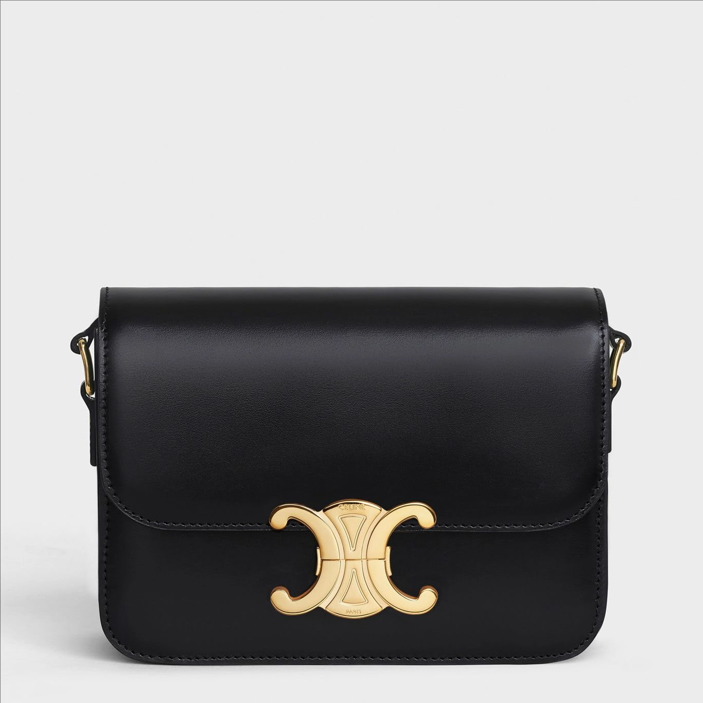 CELINE TEEN TRIOMPHE BAG IN SHINY CALFSKIN /BLACK