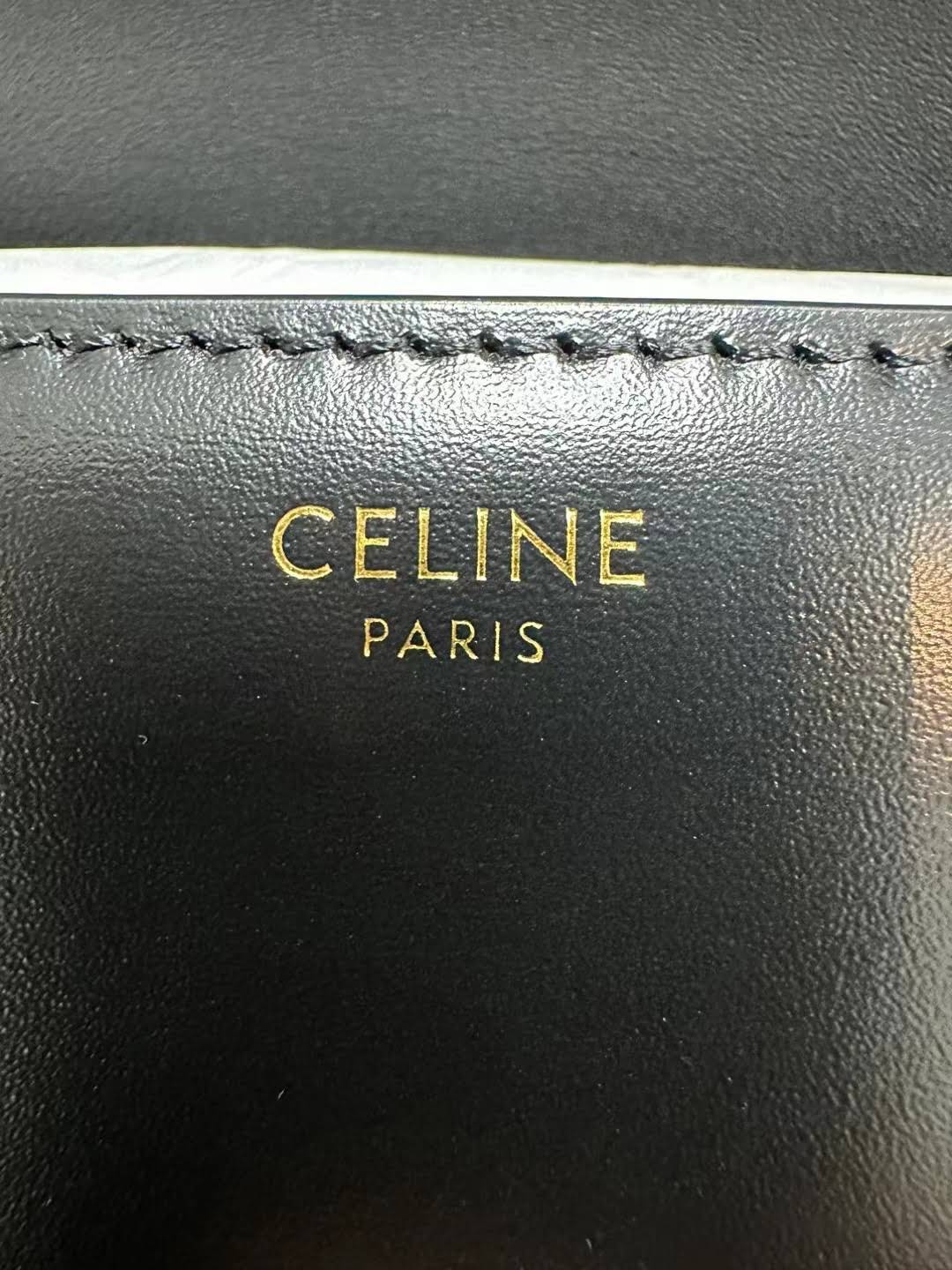 CELINE TEEN TRIOMPHE BAG IN SHINY CALFSKIN /BLACK