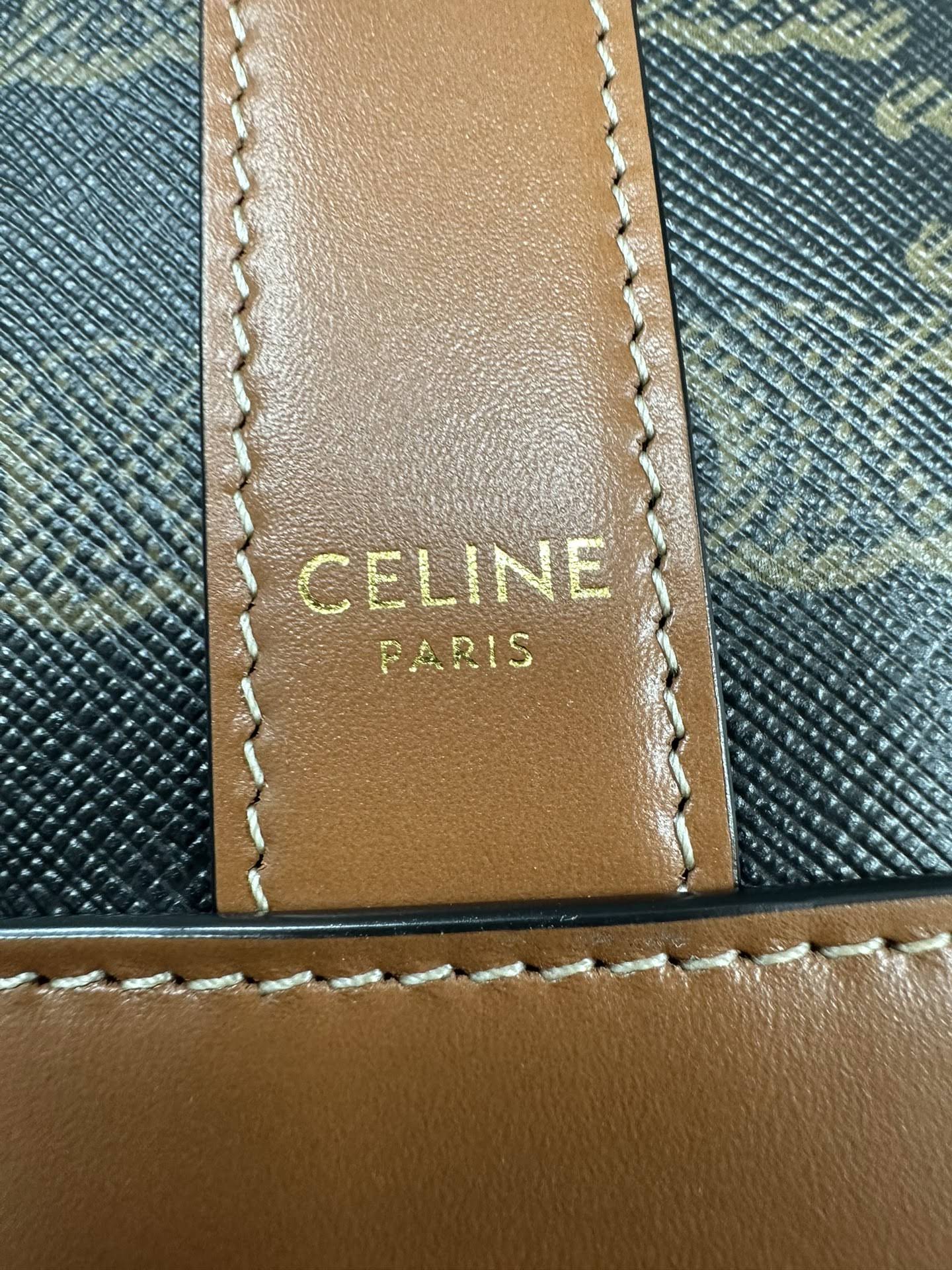 CELINE SMALL BUCKET IN TRIOMPHE CANVAS AND CALFSKIN