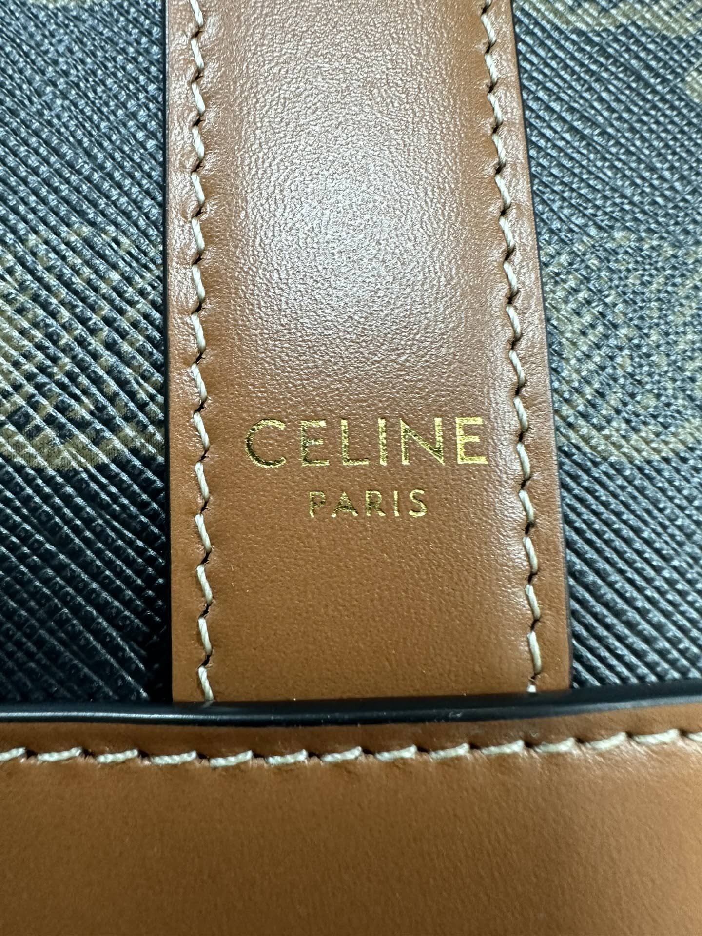 CELINE SMALL BUCKET IN TRIOMPHE CANVAS AND CALFSKIN