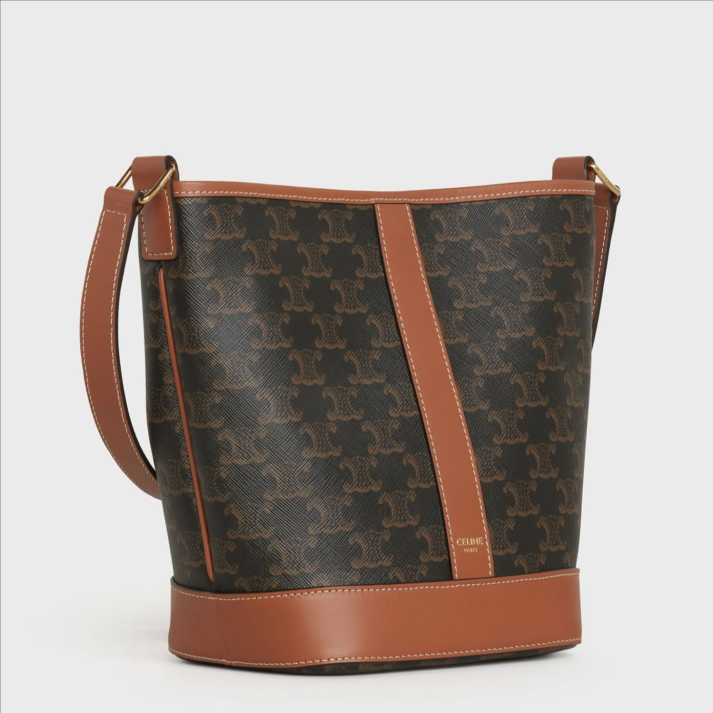 CELINE SMALL BUCKET IN TRIOMPHE CANVAS AND CALFSKIN