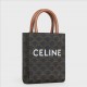 CELINE MINI VERTICAL CABAS IN TRIOMPHE CANVAS AND CALFSKIN WITH CELINE PRINT