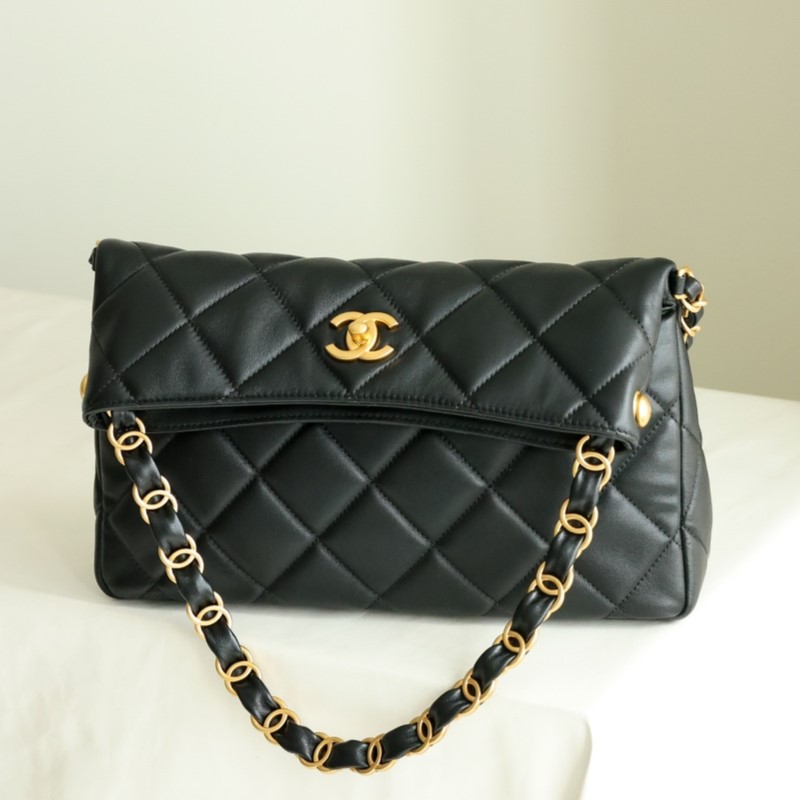 CHANEL 24P New Hobo Bag in Lambskin AS4754 Black Large