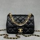 CHANEL 24P Seasonal Mini Flap Bag with Pearl Top Handle Chain AS4385 Black