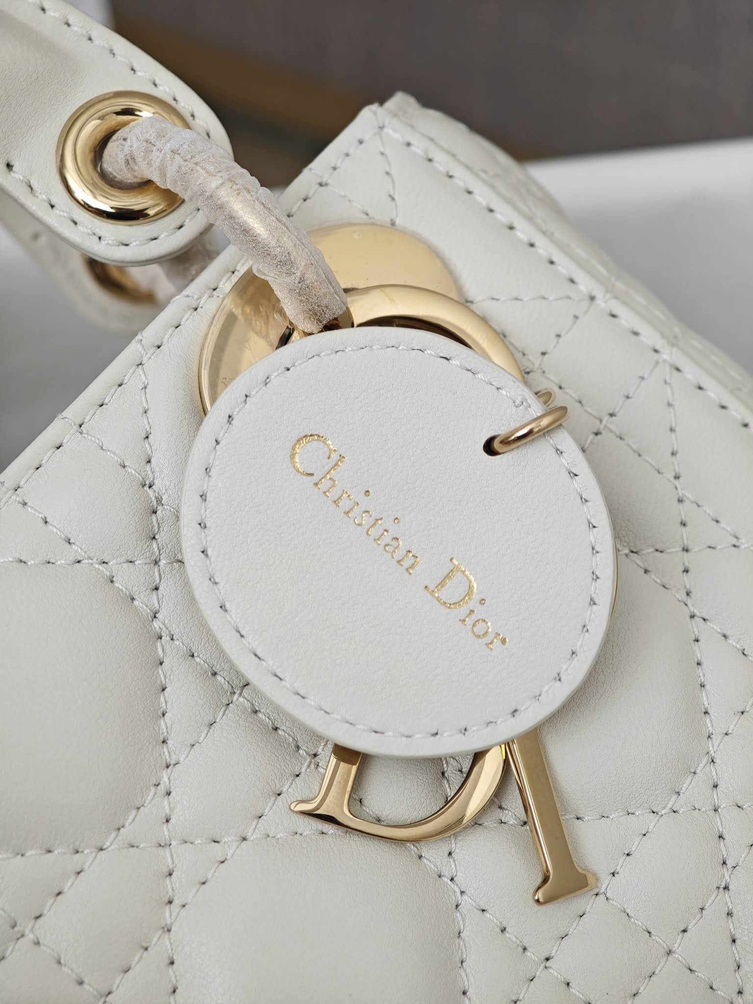 CHRISTIAN DIOR Mini Lady Dior Bag /Latte Cannage Lambskin