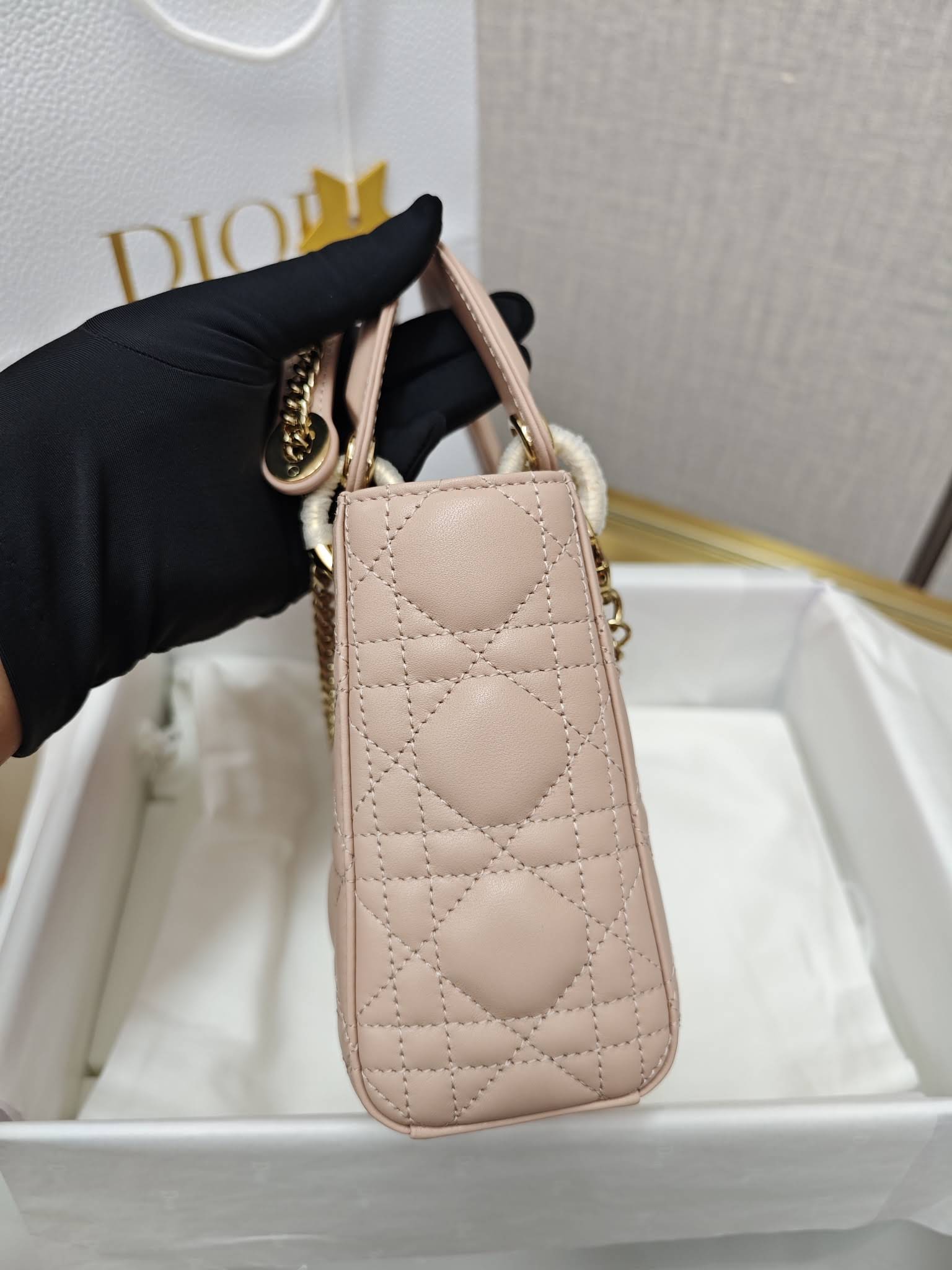 CHRISTIAN DIOR Mini Lady Dior Bag /Pale Pink Cannage Lambskin