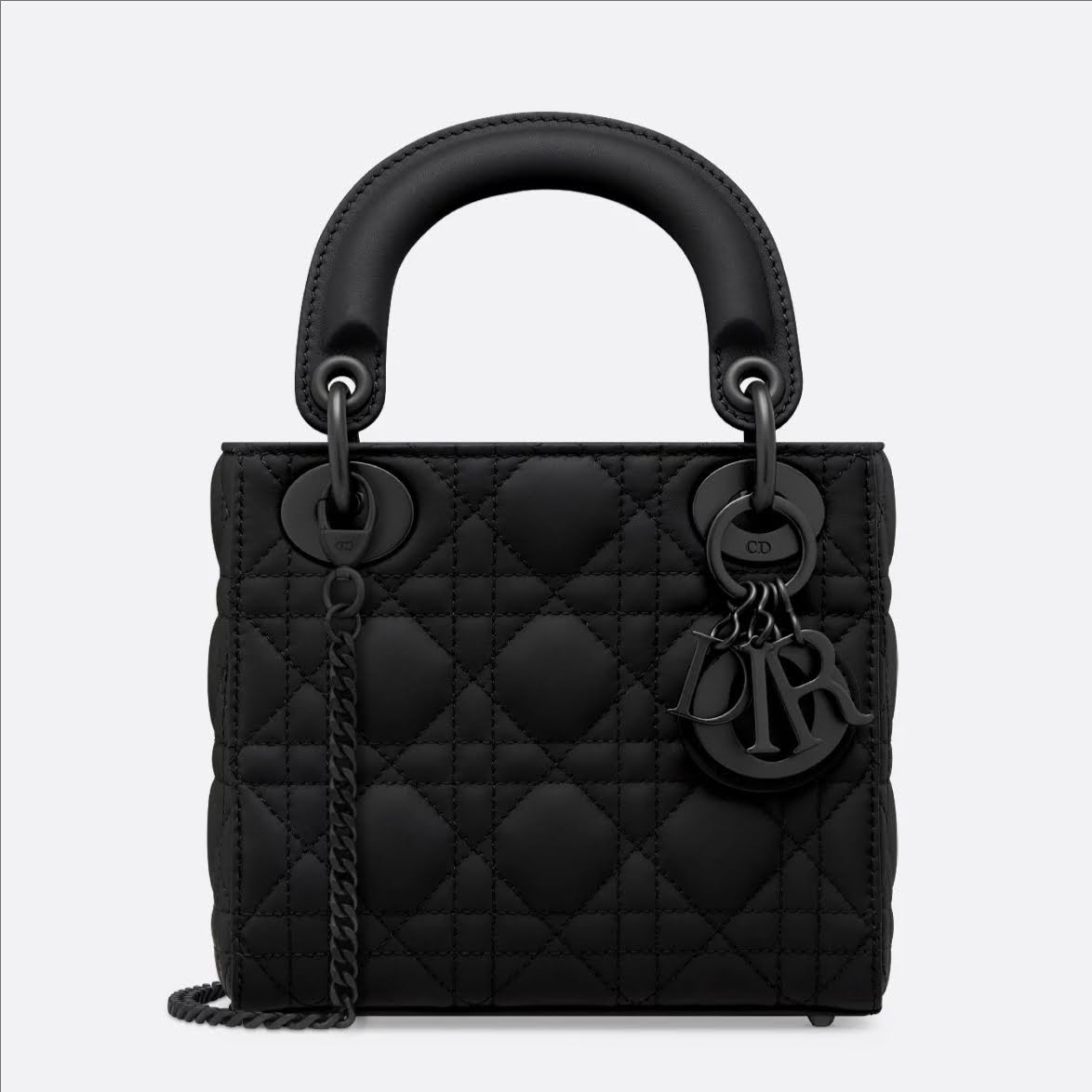 CHRISTIAN DIOR Mini Lady Dior Bag /Black Ultramatte Cannage Calfskin