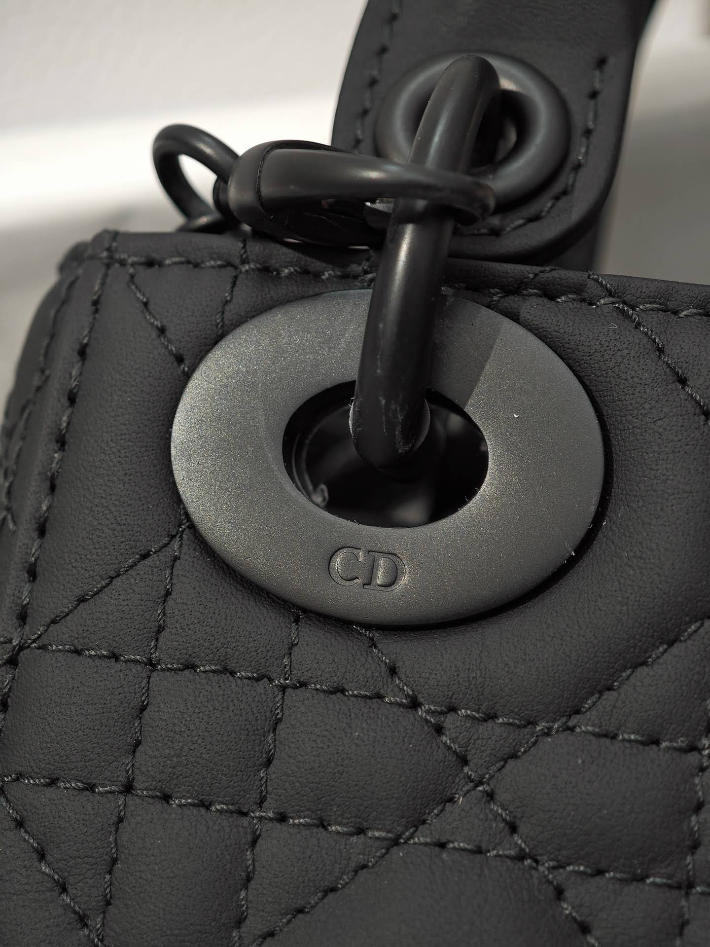 CHRISTIAN DIOR Mini Lady Dior Bag /Black Ultramatte Cannage Calfskin