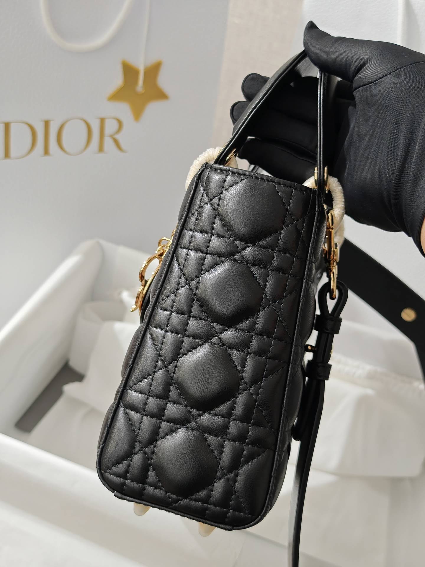 CHRISTIAN DIOR Small Lady Dior Bag /Black Cannage Lambskin