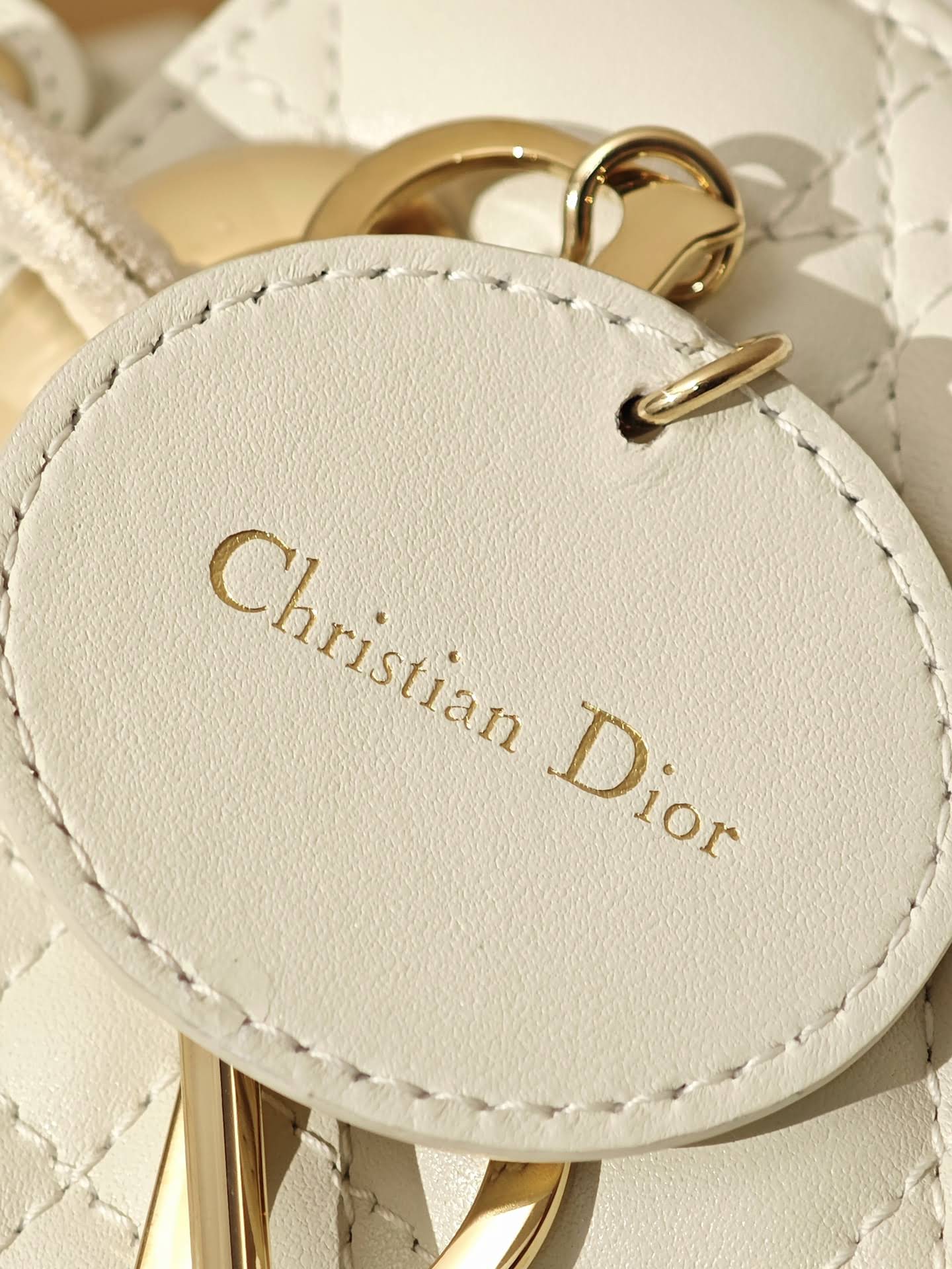 CHRISTIAN DIOR Small Lady Dior Bag /Latte Cannage Lambskin