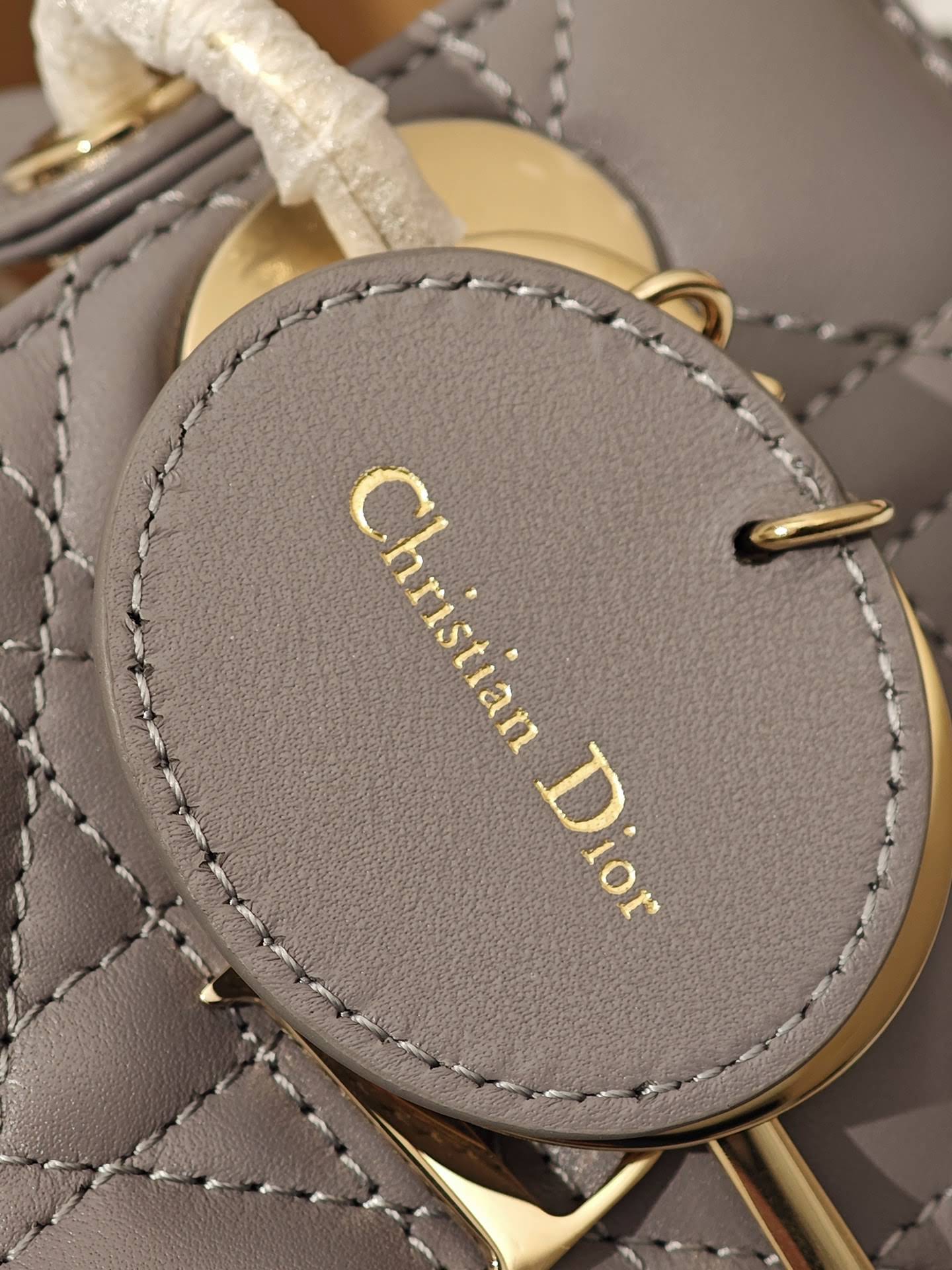 CHRISTIAN DIOR Small Lady Dior Bag /Gray Cannage Lambskin