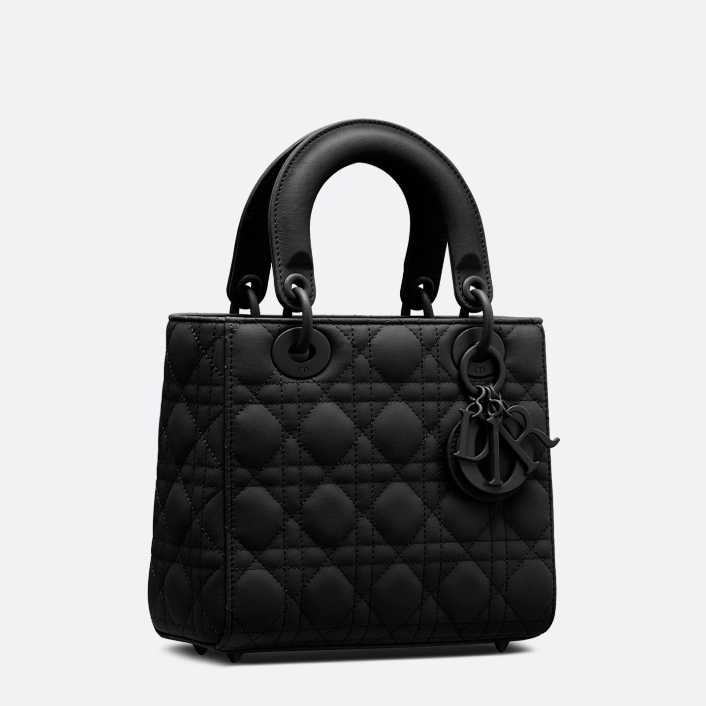 CHRISTIAN DIOR Small Lady Dior Bag /Black Ultramatte Cannage Calfskin