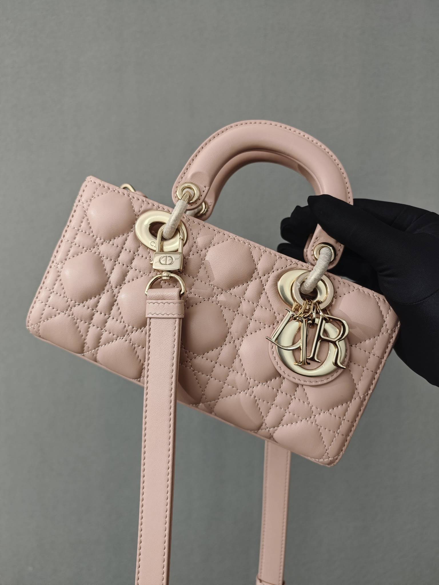 CHRISTIAN DIOR Small Lady D-Joy Bag /Powder Pink Cannage Lambskin