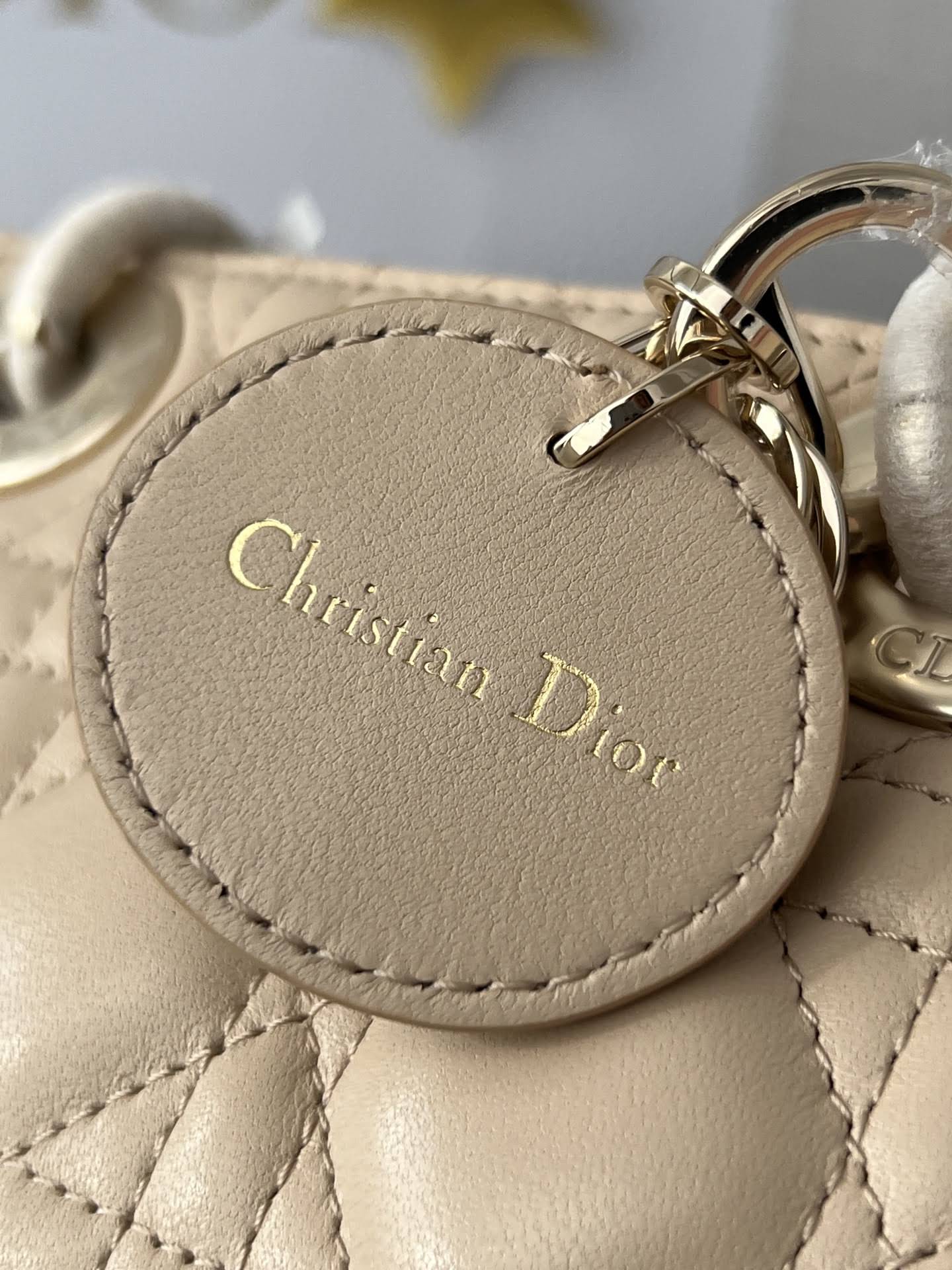 CHRISTIAN DIOR Small Lady D-Joy Bag /Biscuit Cannage Lambskin