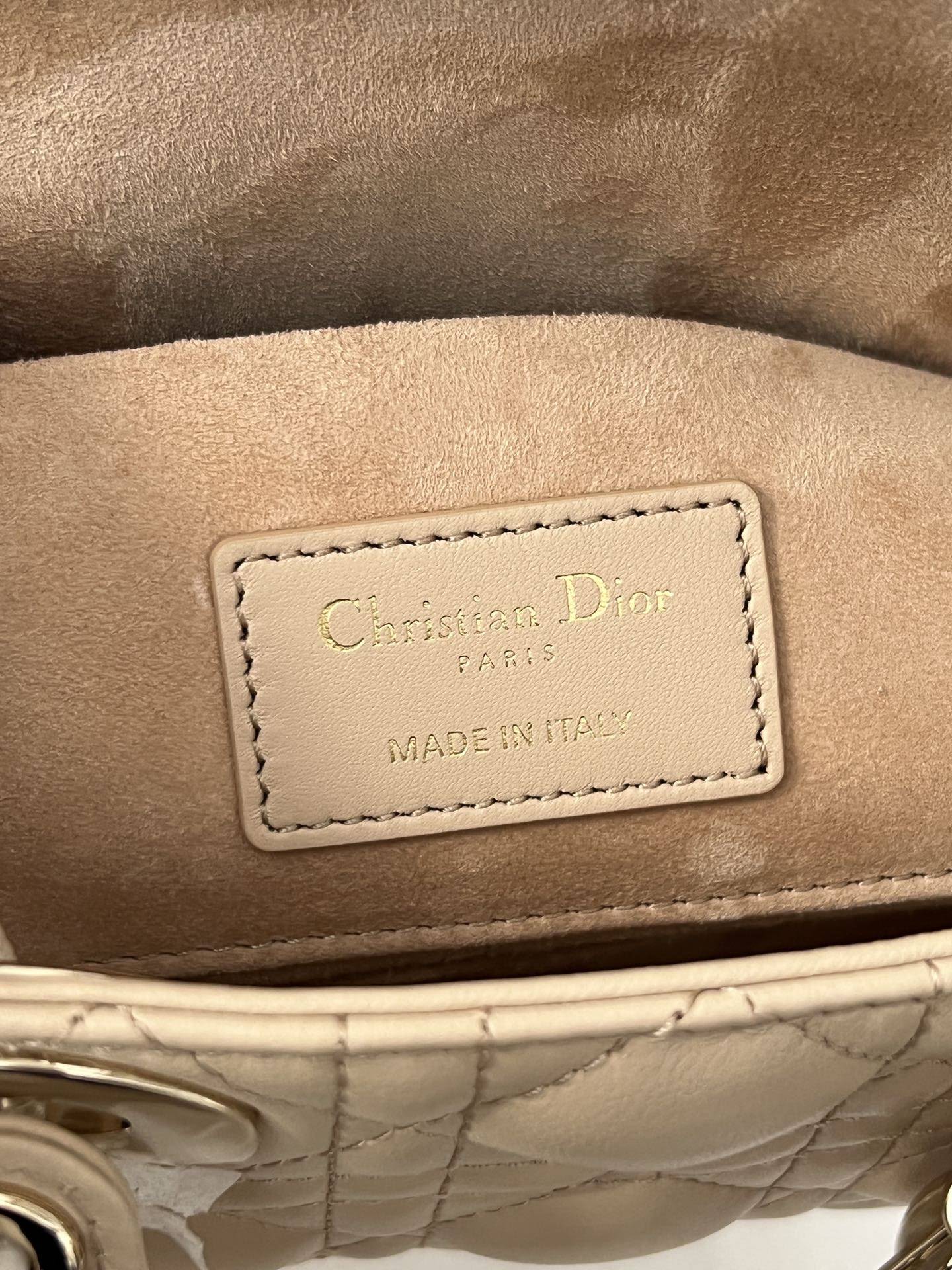 CHRISTIAN DIOR Small Lady D-Joy Bag /Biscuit Cannage Lambskin