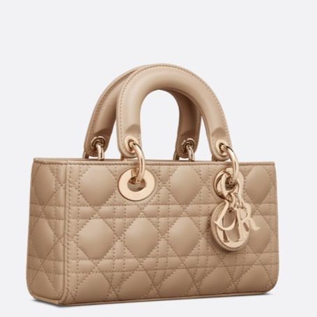 CHRISTIAN DIOR Small Lady D-Joy Bag /Biscuit Cannage Lambskin