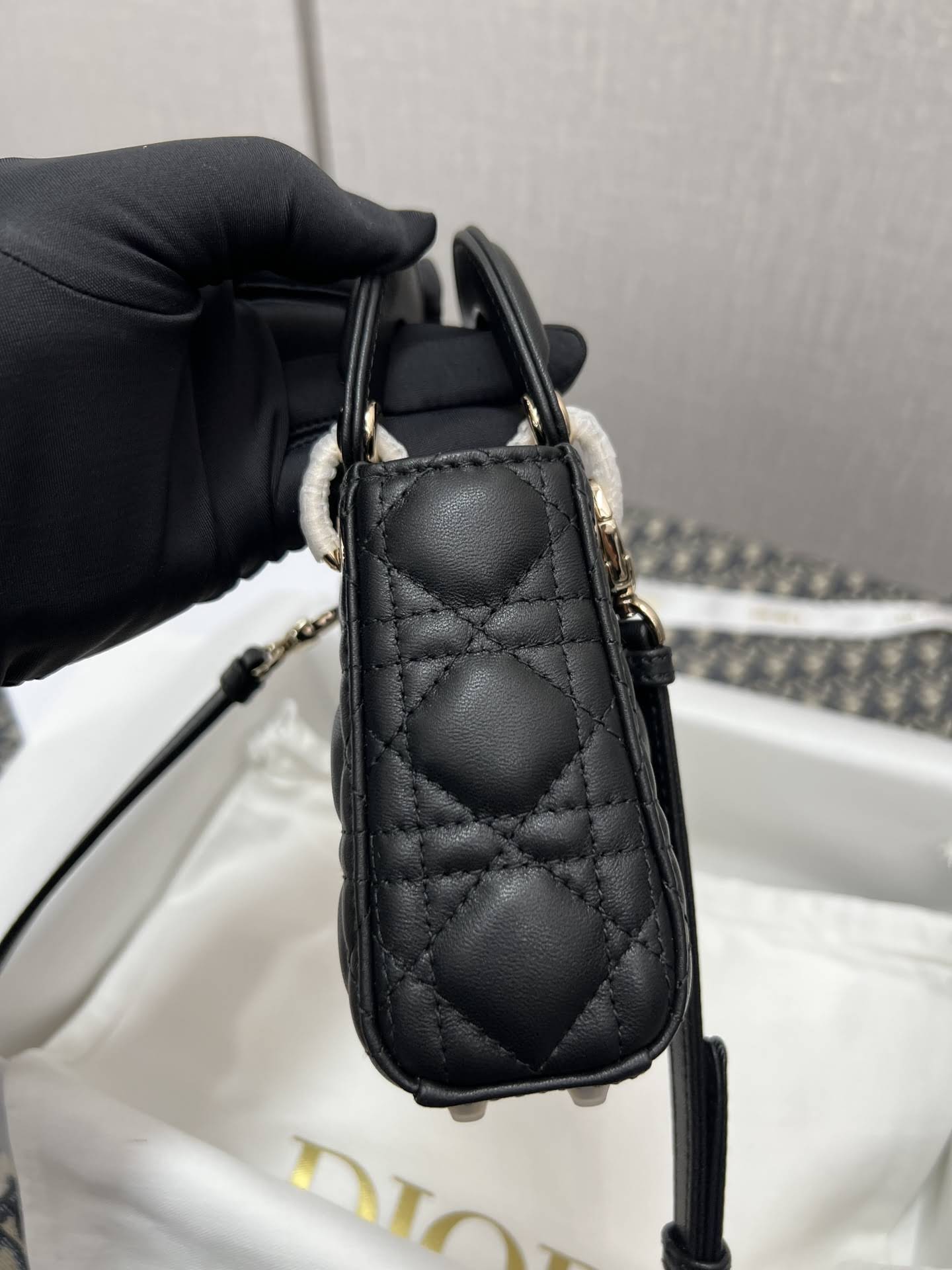 CHRISTIAN DIOR Mini Lady Dior Bag /Black Cannage Lambskin