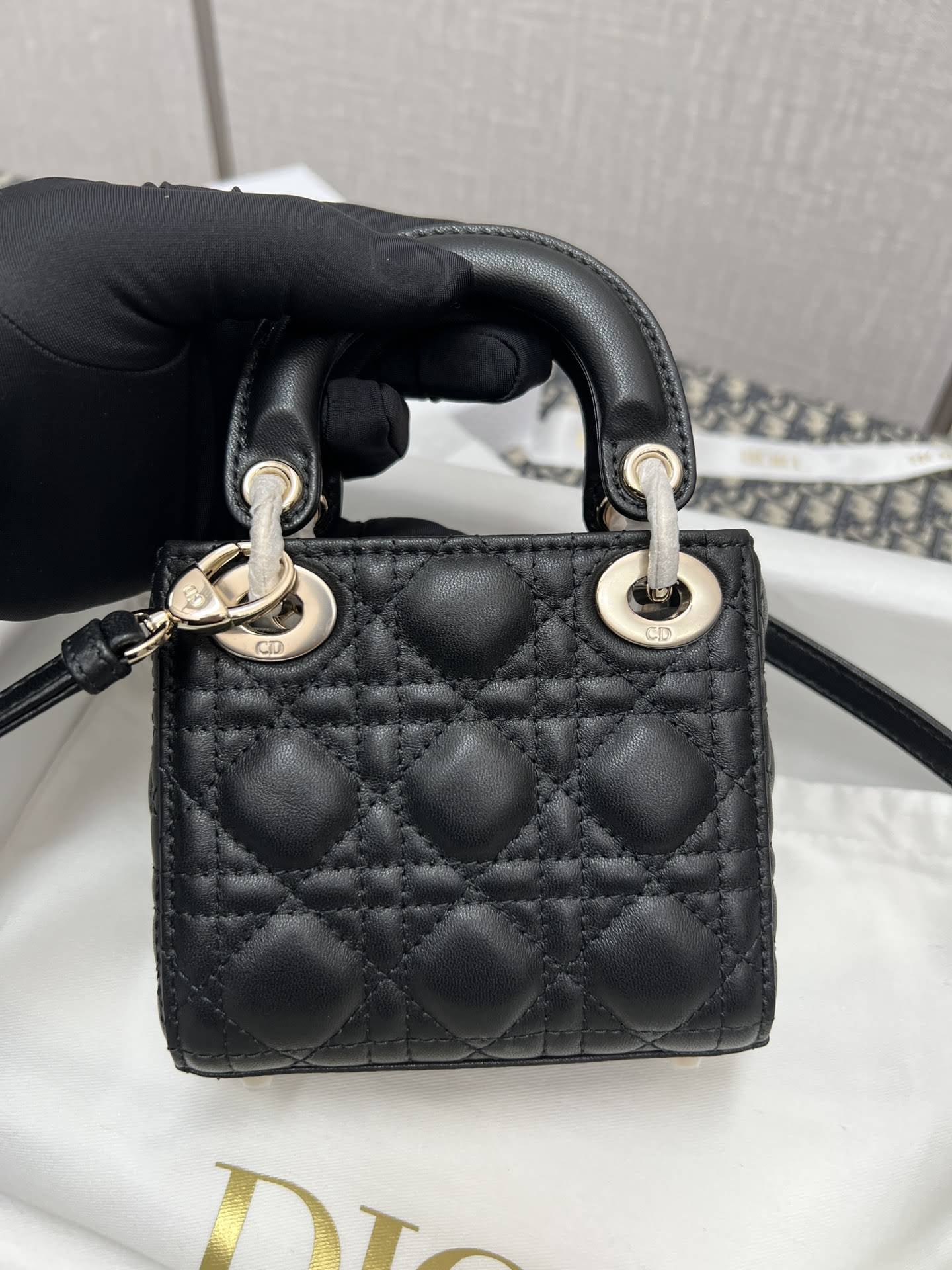 CHRISTIAN DIOR Mini Lady Dior Bag /Black Cannage Lambskin