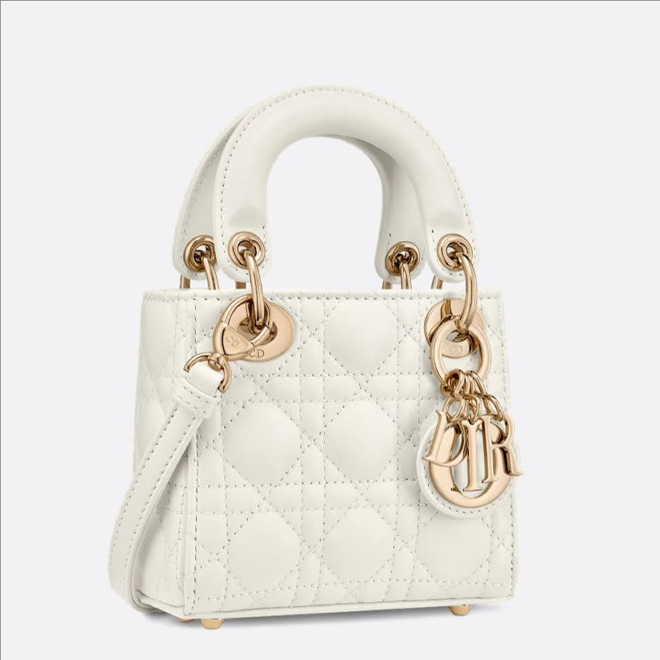 CHRISTIAN DIOR Mini Lady Dior Bag /Latte Cannage Lambskin