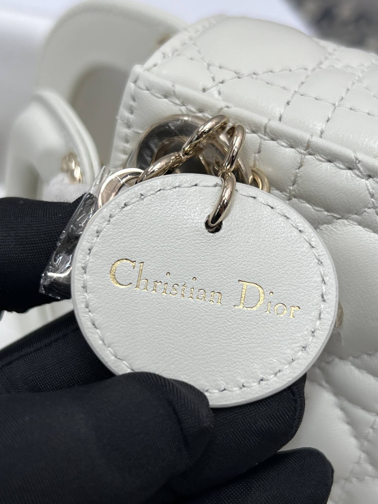 CHRISTIAN DIOR Mini Lady Dior Bag /Latte Cannage Lambskin