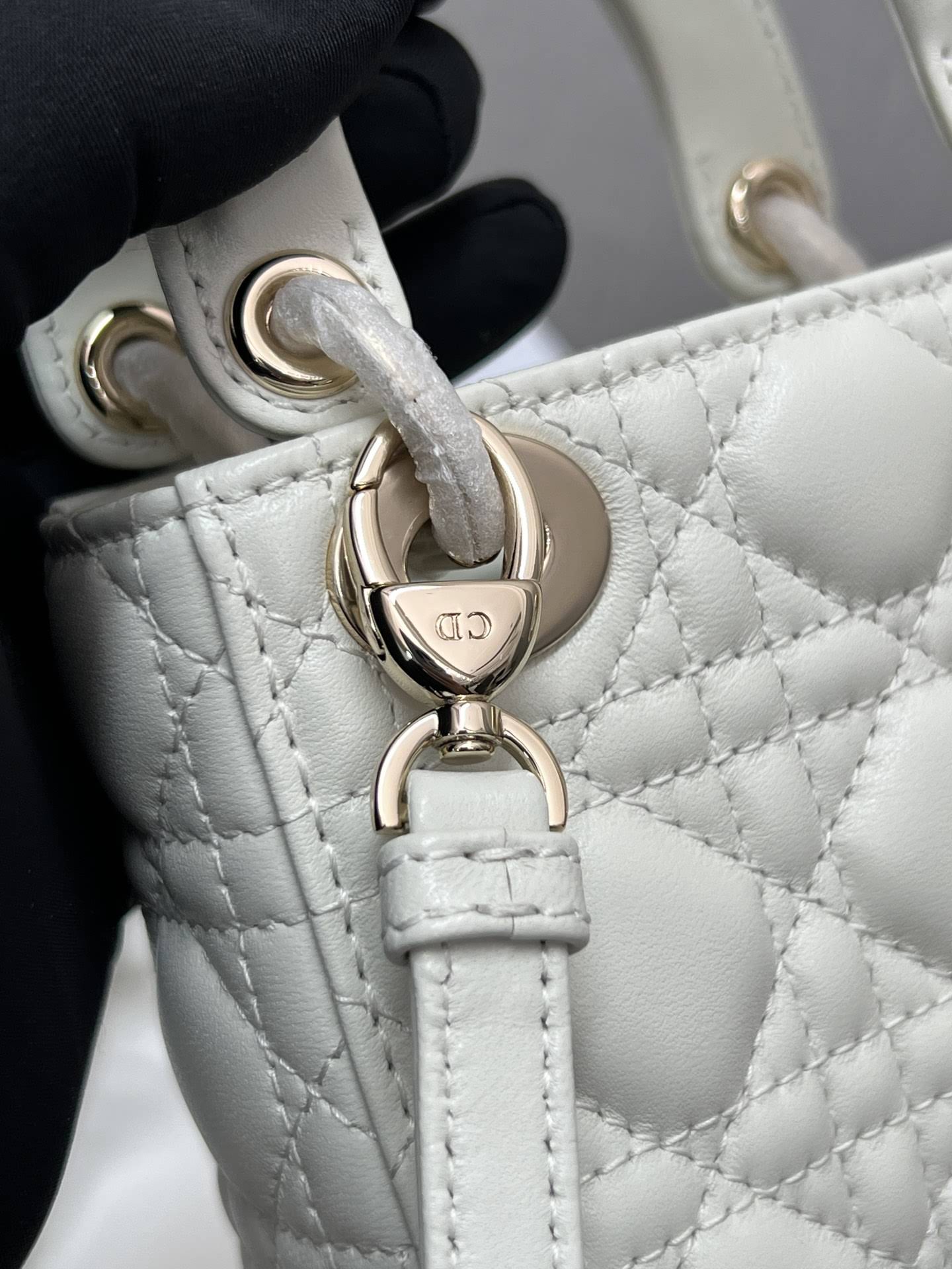 CHRISTIAN DIOR Mini Lady Dior Bag /Latte Cannage Lambskin