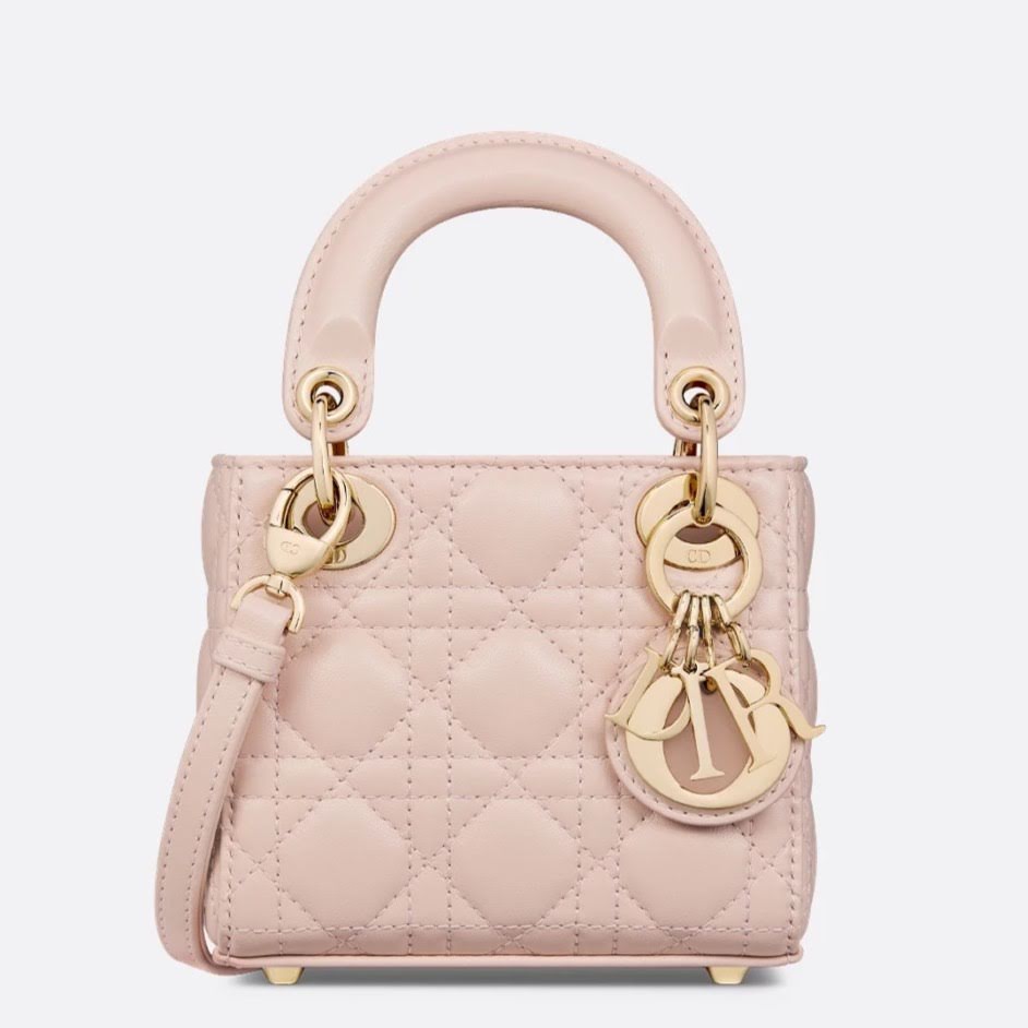 CHRISTIAN DIOR Mini Lady Dior Bag /Powder Pink Cannage Lambskin