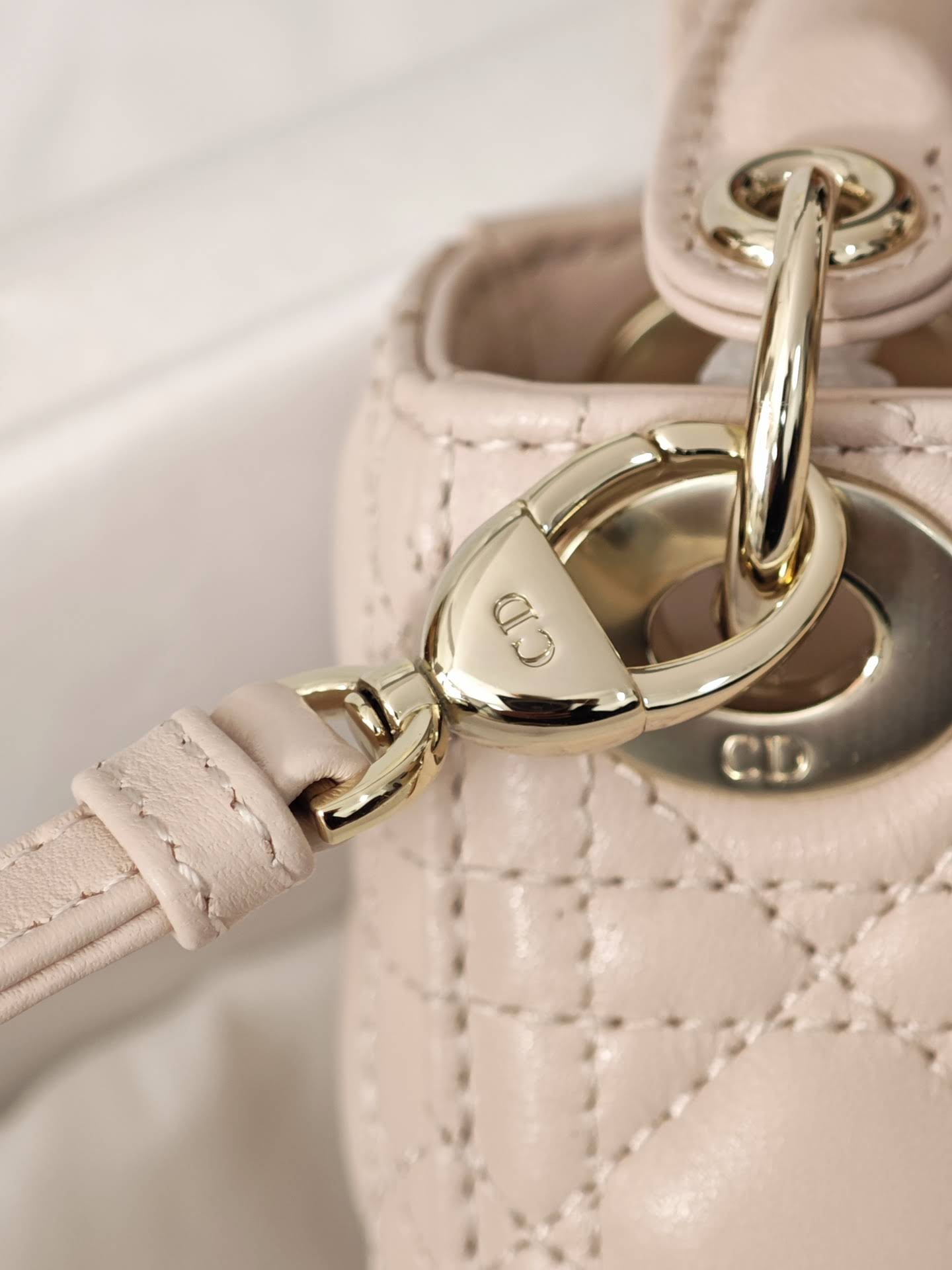 CHRISTIAN DIOR Mini Lady Dior Bag /Powder Pink Cannage Lambskin