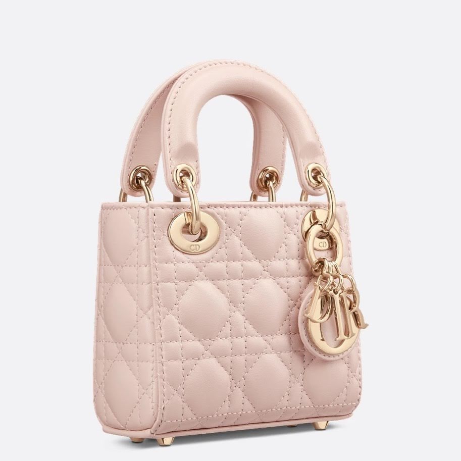 CHRISTIAN DIOR Mini Lady Dior Bag /Powder Pink Cannage Lambskin