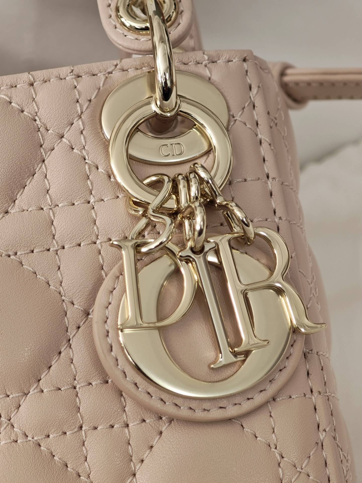 CHRISTIAN DIOR Mini Lady Dior Bag /Powder Pink Cannage Lambskin