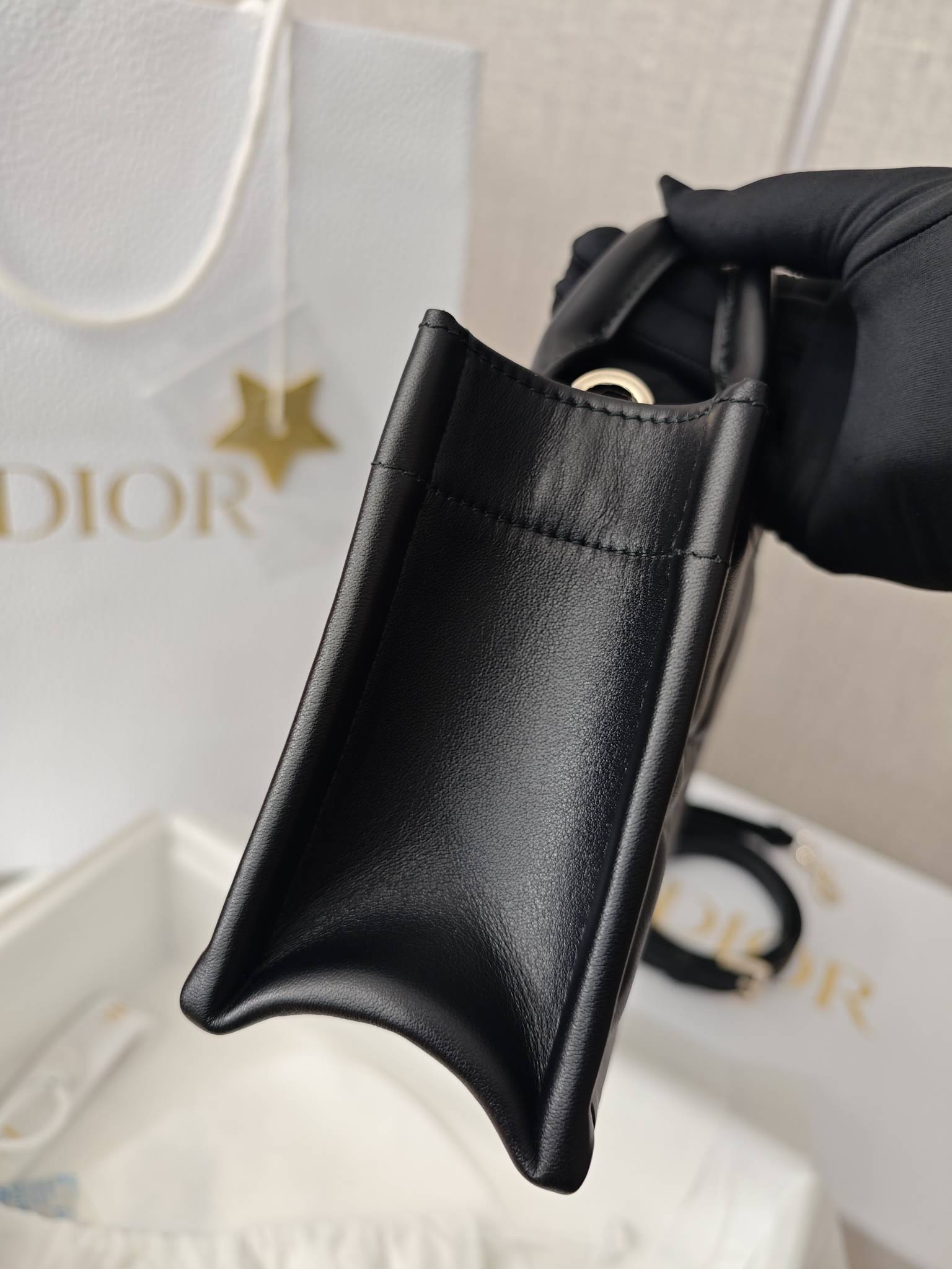 CHRISTIAN DIOR Mini Dior Book Tote /Black Macrocannage Calfskin