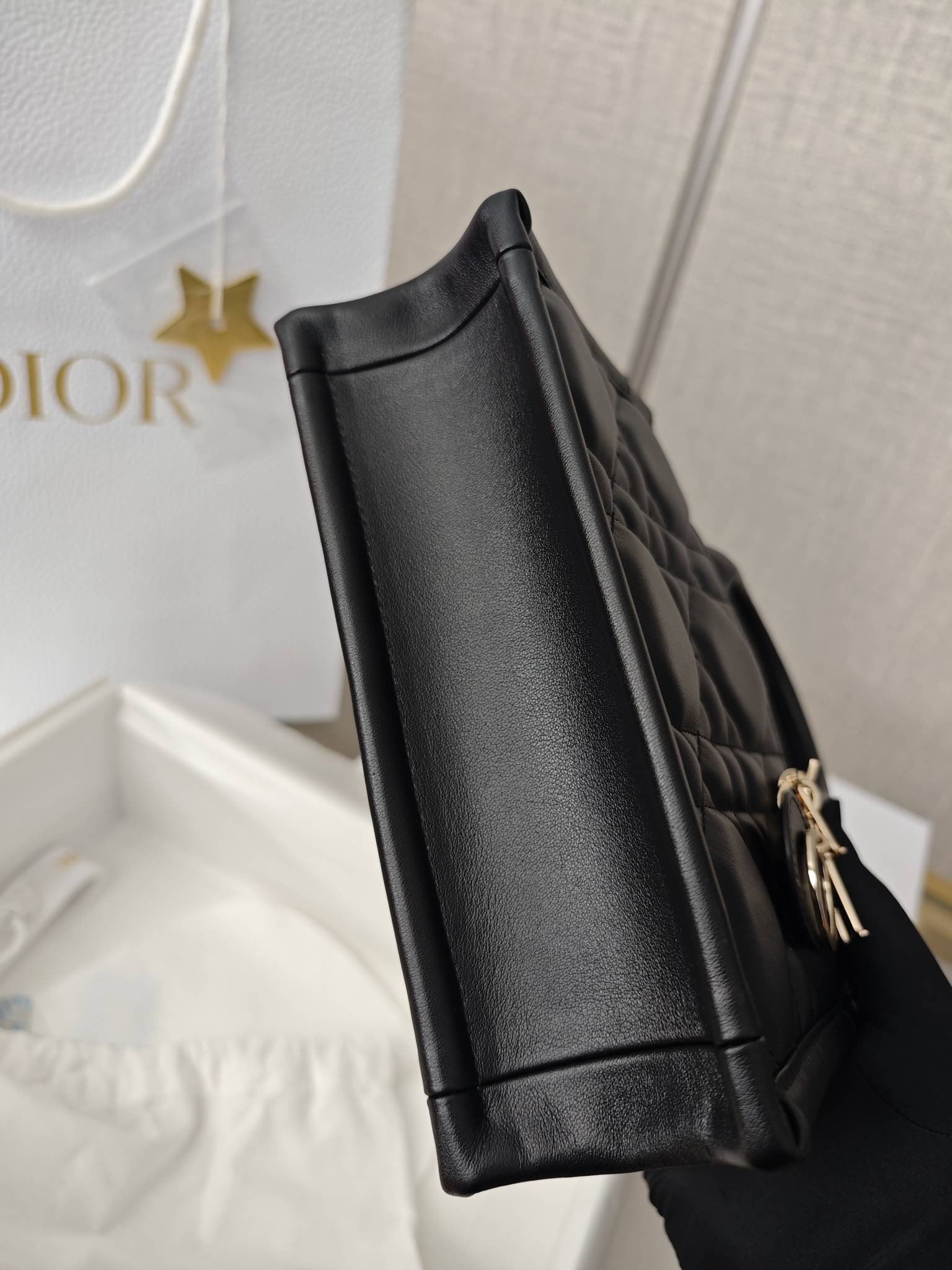 CHRISTIAN DIOR Mini Dior Book Tote /Black Macrocannage Calfskin