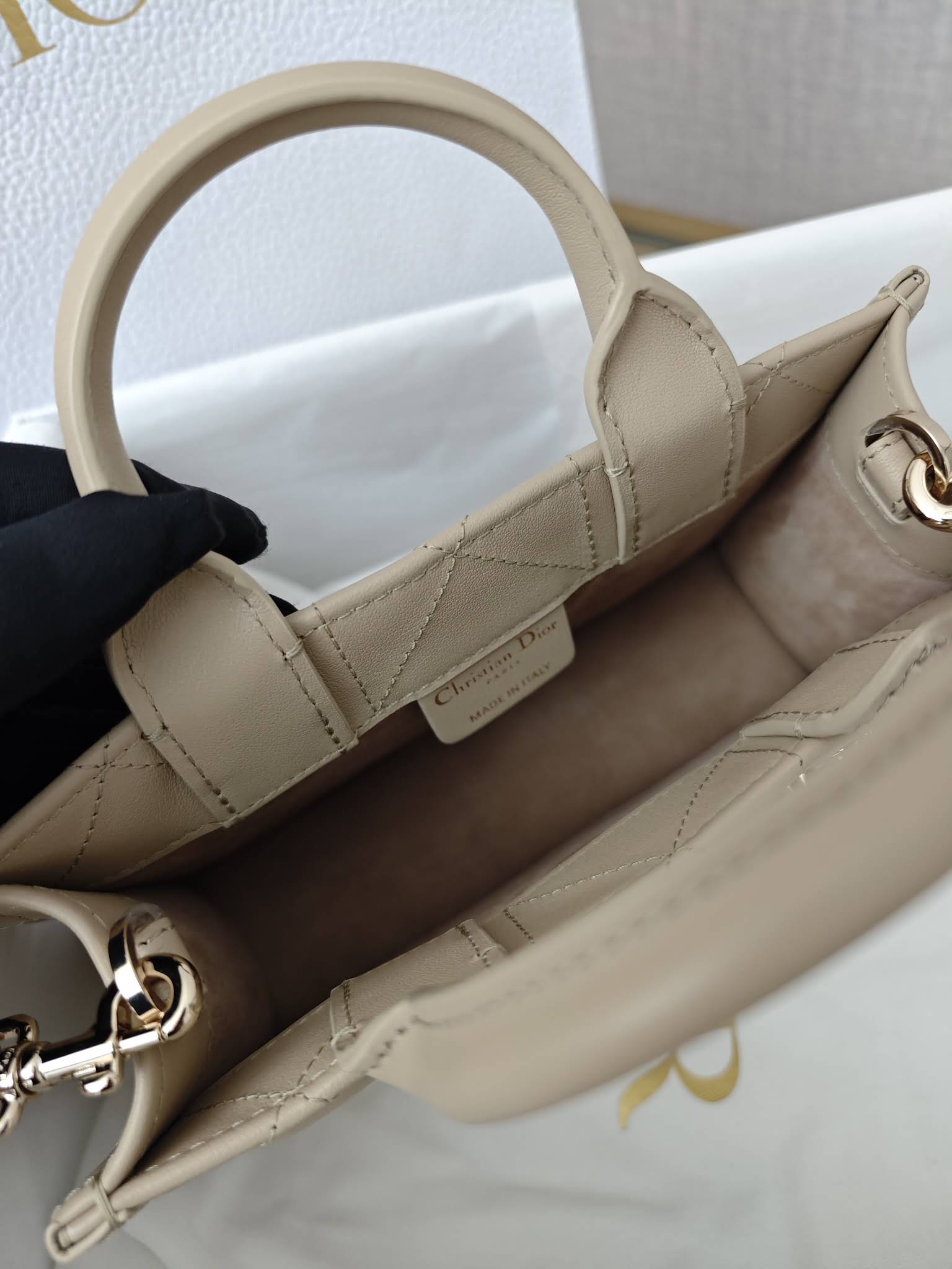 CHRISTIAN DIOR Mini Dior Book Tote /Trench Beige Macrocannage Calfskin