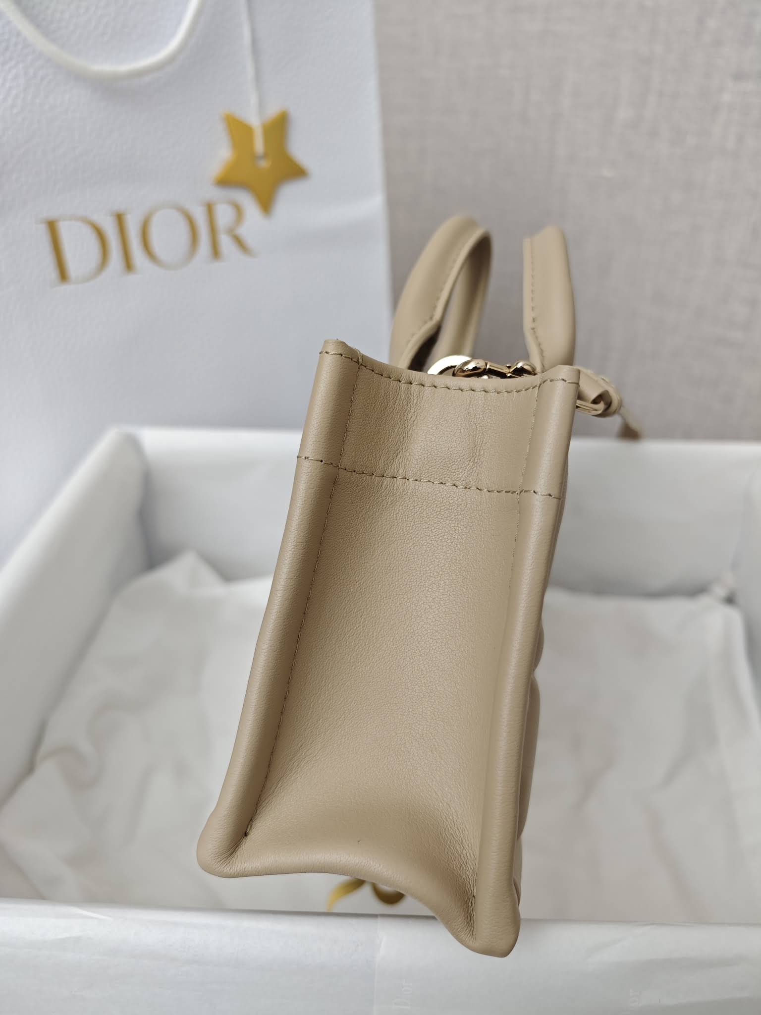 CHRISTIAN DIOR Mini Dior Book Tote /Trench Beige Macrocannage Calfskin