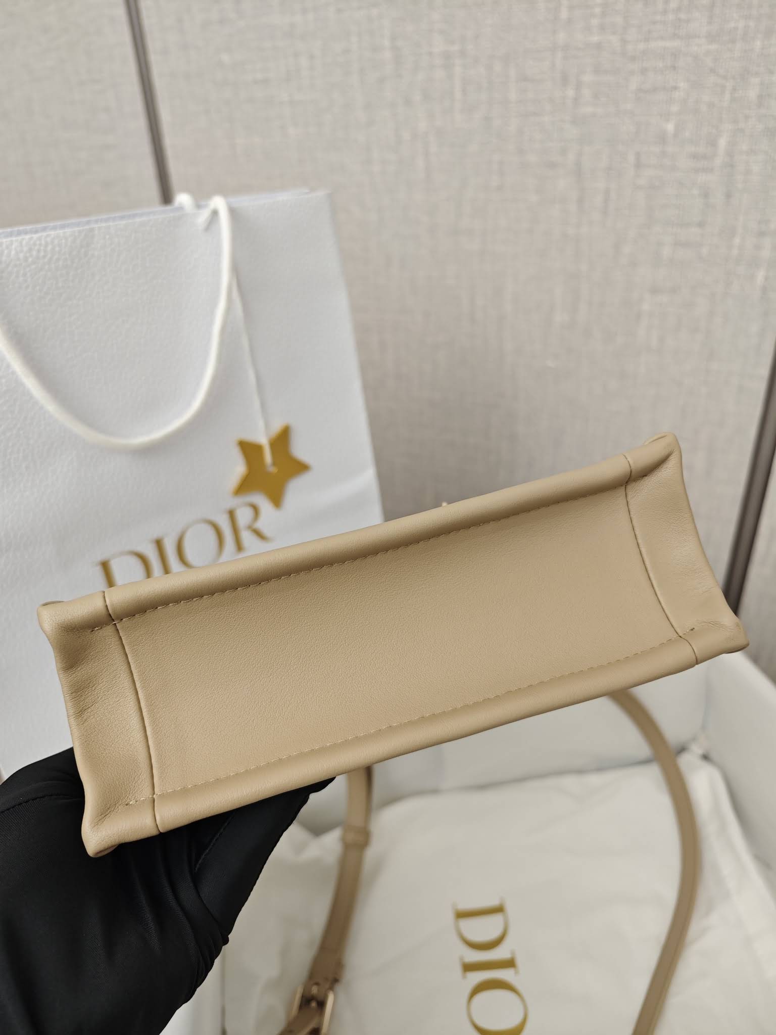 CHRISTIAN DIOR Mini Dior Book Tote /Trench Beige Macrocannage Calfskin