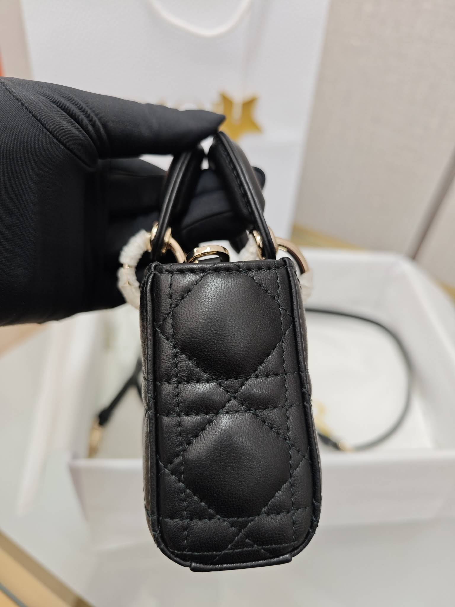 CHRISTIAN DIOR Lady D-Joy Micro Bag /Black Cannage Lambskin