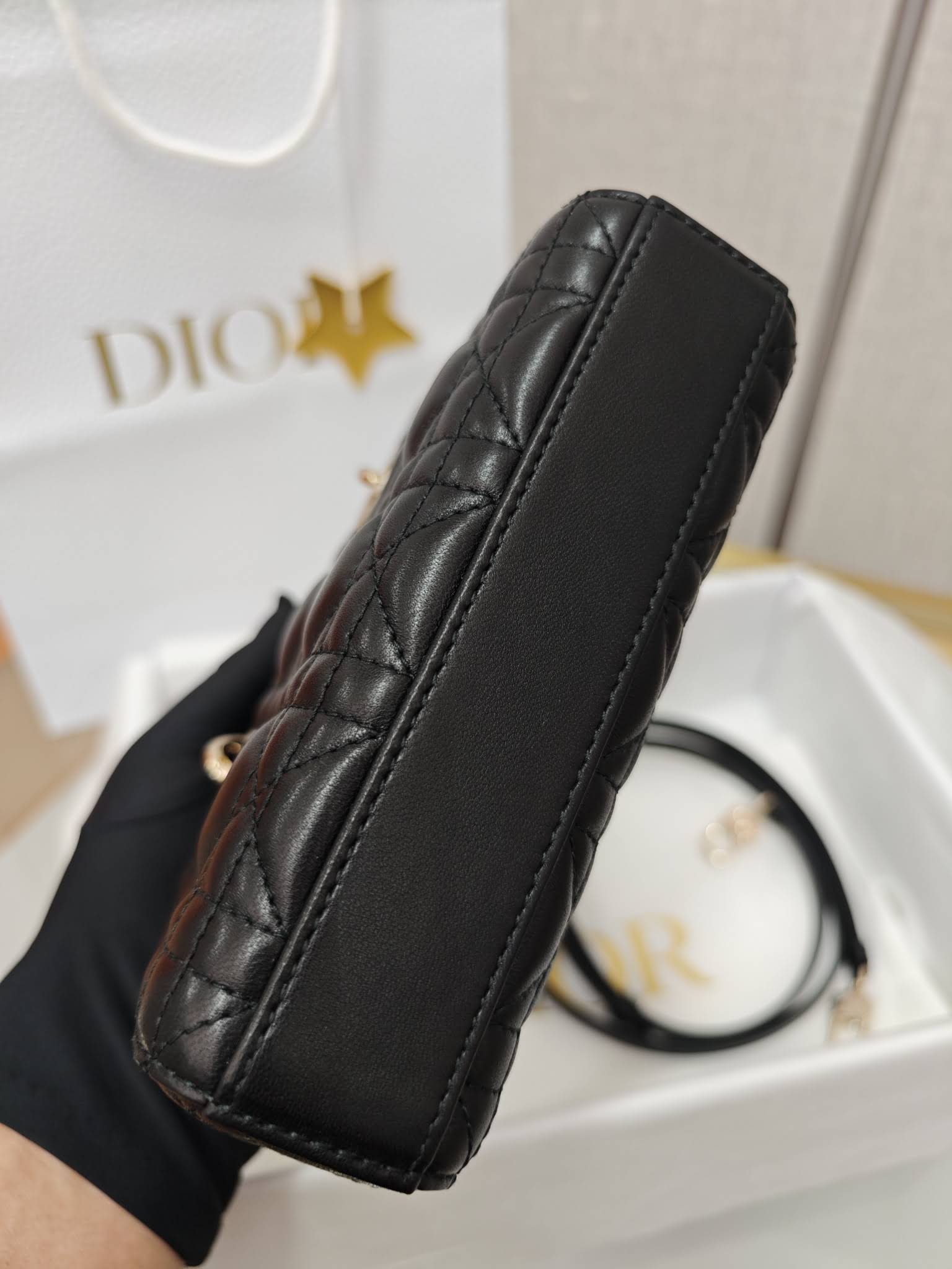 CHRISTIAN DIOR Lady D-Joy Micro Bag /Black Cannage Lambskin