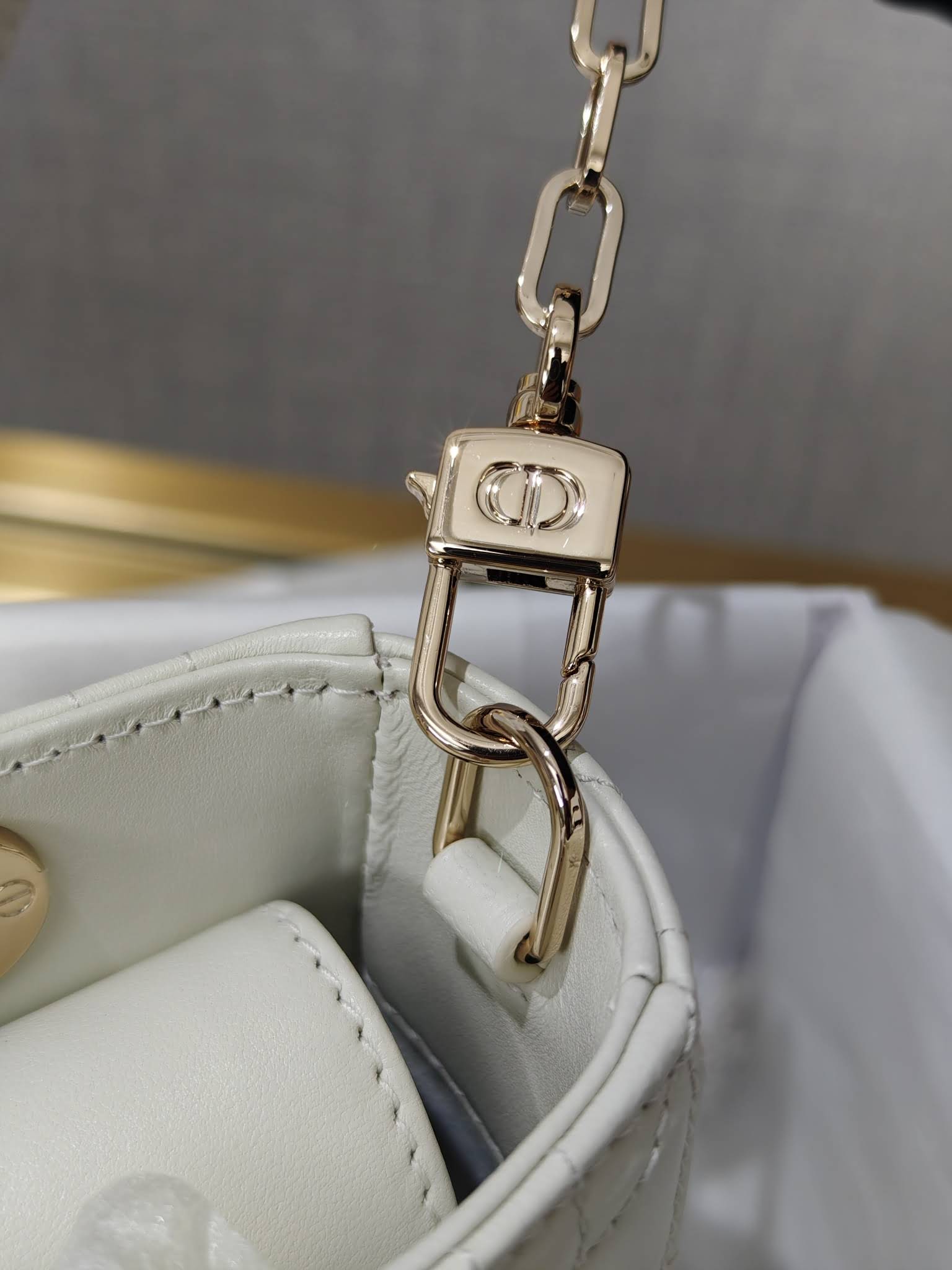 CHRISTIAN DIOR Lady D-Joy Micro Bag /Latte Cannage Lambskin