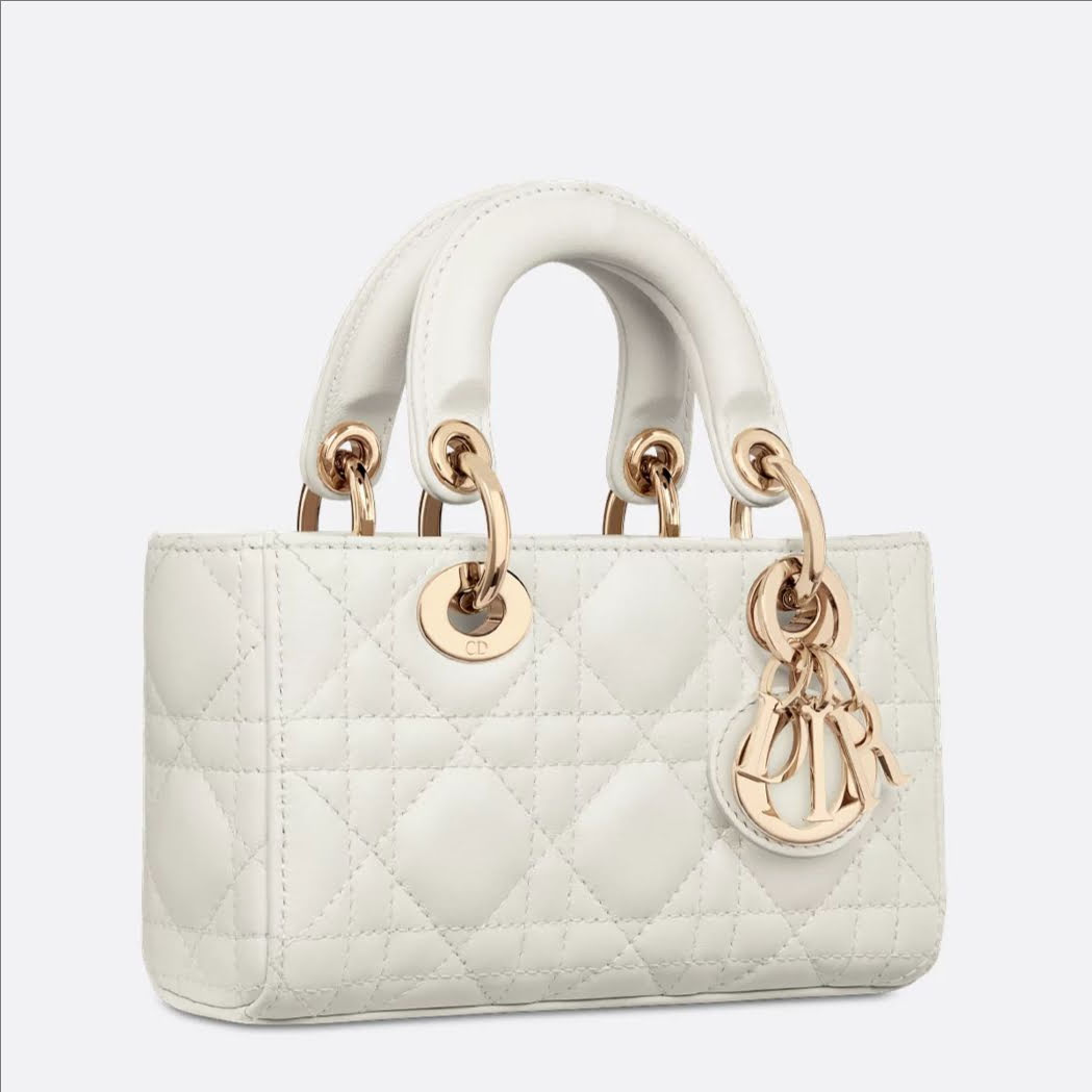 CHRISTIAN DIOR Lady D-Joy Micro Bag /Latte Cannage Lambskin