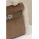 HERMES Teddy Mini Kelly 19 Bag /CK18 Elephant Grey / Silver Hardware / Swift Leather / Suede / Sheepskin