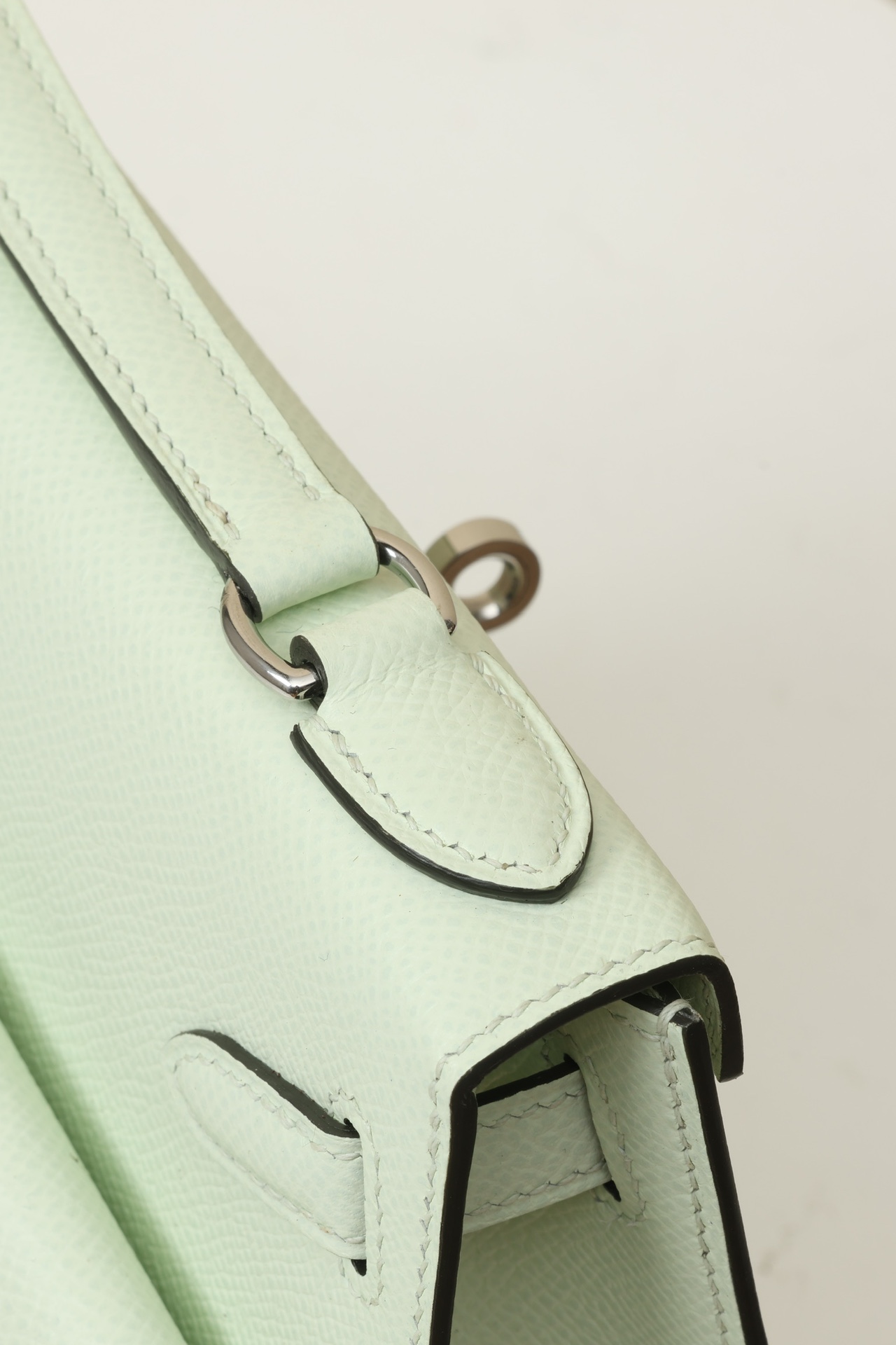 HERMES Kelly En Desordre 20 Handmade Bag/0S Bubble Green / Silver Hardware / Epsom Leather  