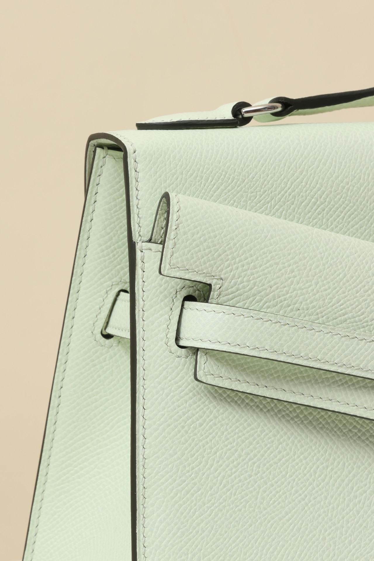 HERMES Kelly En Desordre 20 Handmade Bag/0S Bubble Green / Silver Hardware / Epsom Leather  