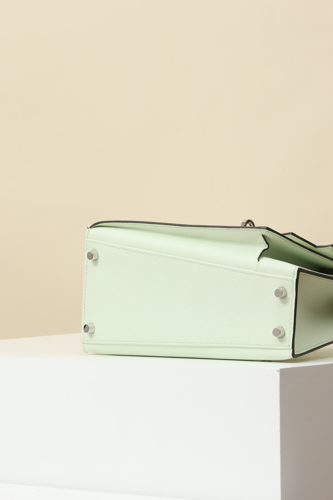 HERMES Kelly En Desordre 20 Handmade Bag/0S Bubble Green / Silver Hardware / Epsom Leather  