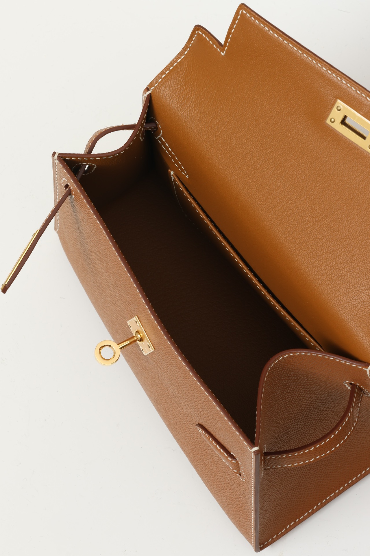 HERMES Kelly En Desordre 20 Handmade Bag/CK37 Gold Brown / Gold Hardware / Epsom Leather