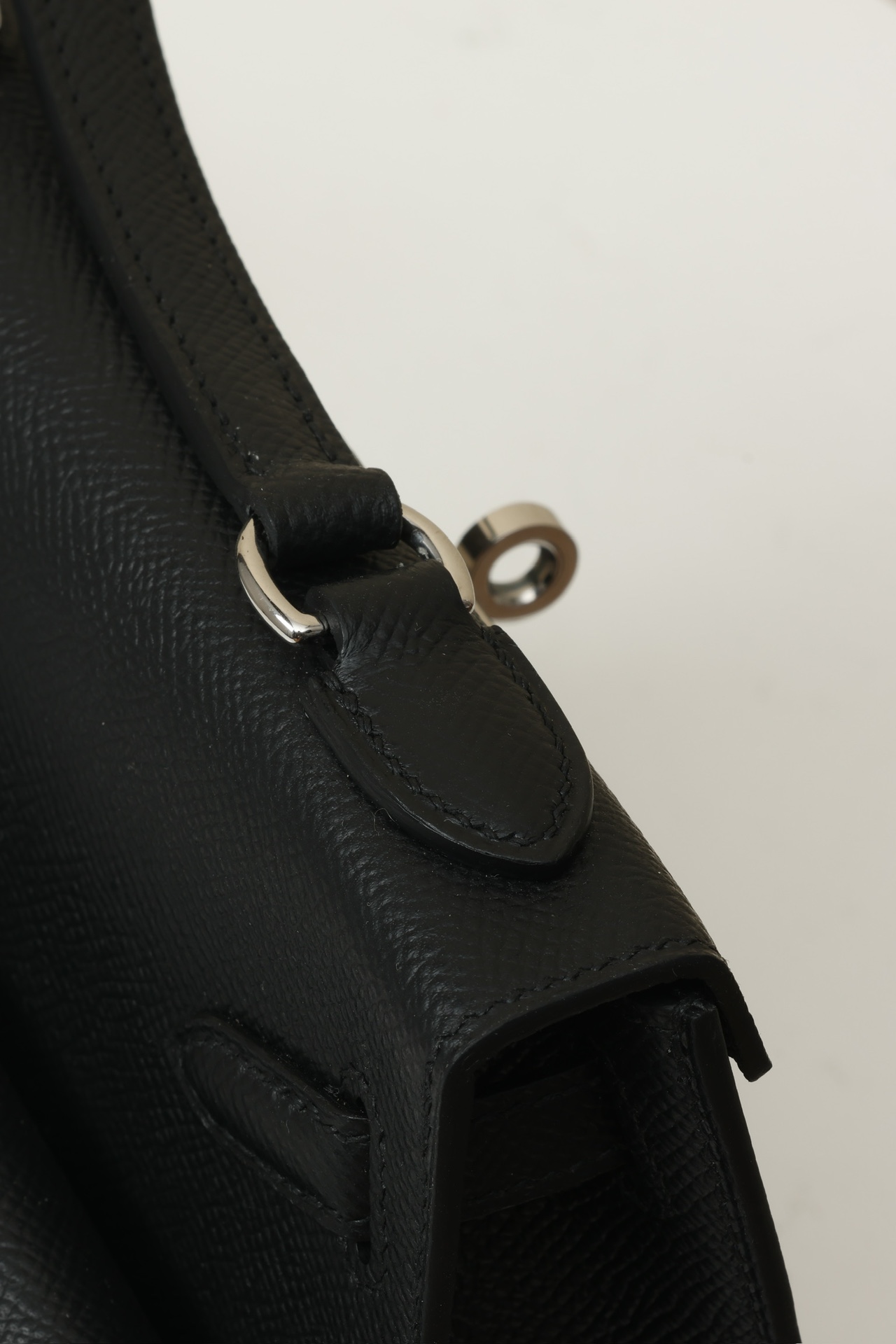 HERMES Kelly En Desordre 20 Handmade Bag/CK89 Black / Silver Hardware / Epsom Leather