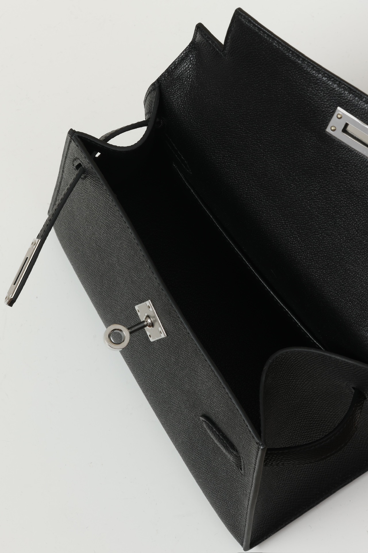 HERMES Kelly En Desordre 20 Handmade Bag/CK89 Black / Silver Hardware / Epsom Leather