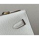 HERMES Kelly En Desordre 20 Handmade Bag/CC10 Milkshake White / Gold Hardware / Epsom Leather