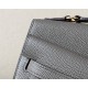 HERMES Kelly En Desordre 20 Handmade Bag/8F Tin Grey / Gold Hardware / Epsom Leather